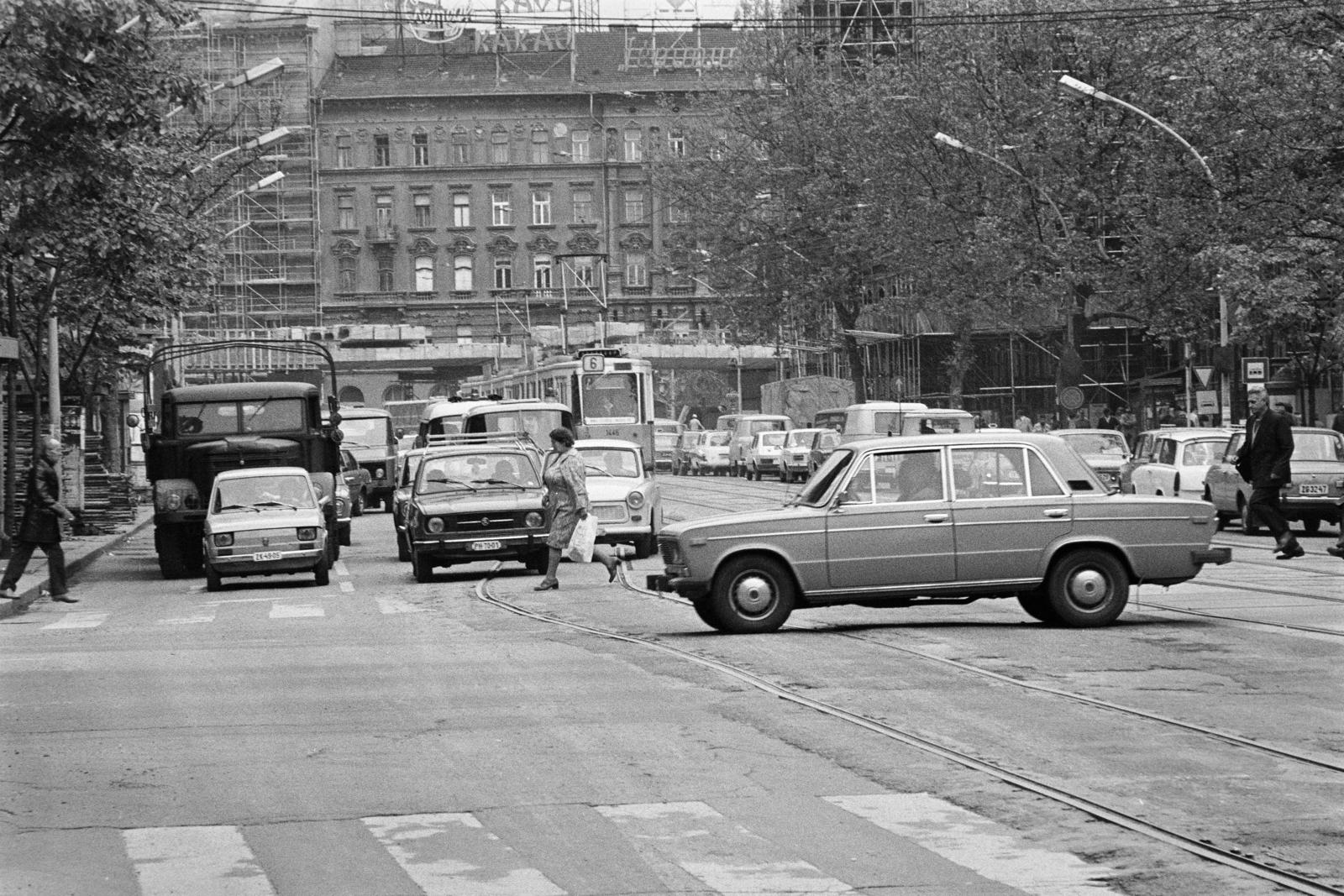 1983, Prohászka Imre, number plate, tram, traffic, automobile, Lada-brand, rails, Fortepan #288766