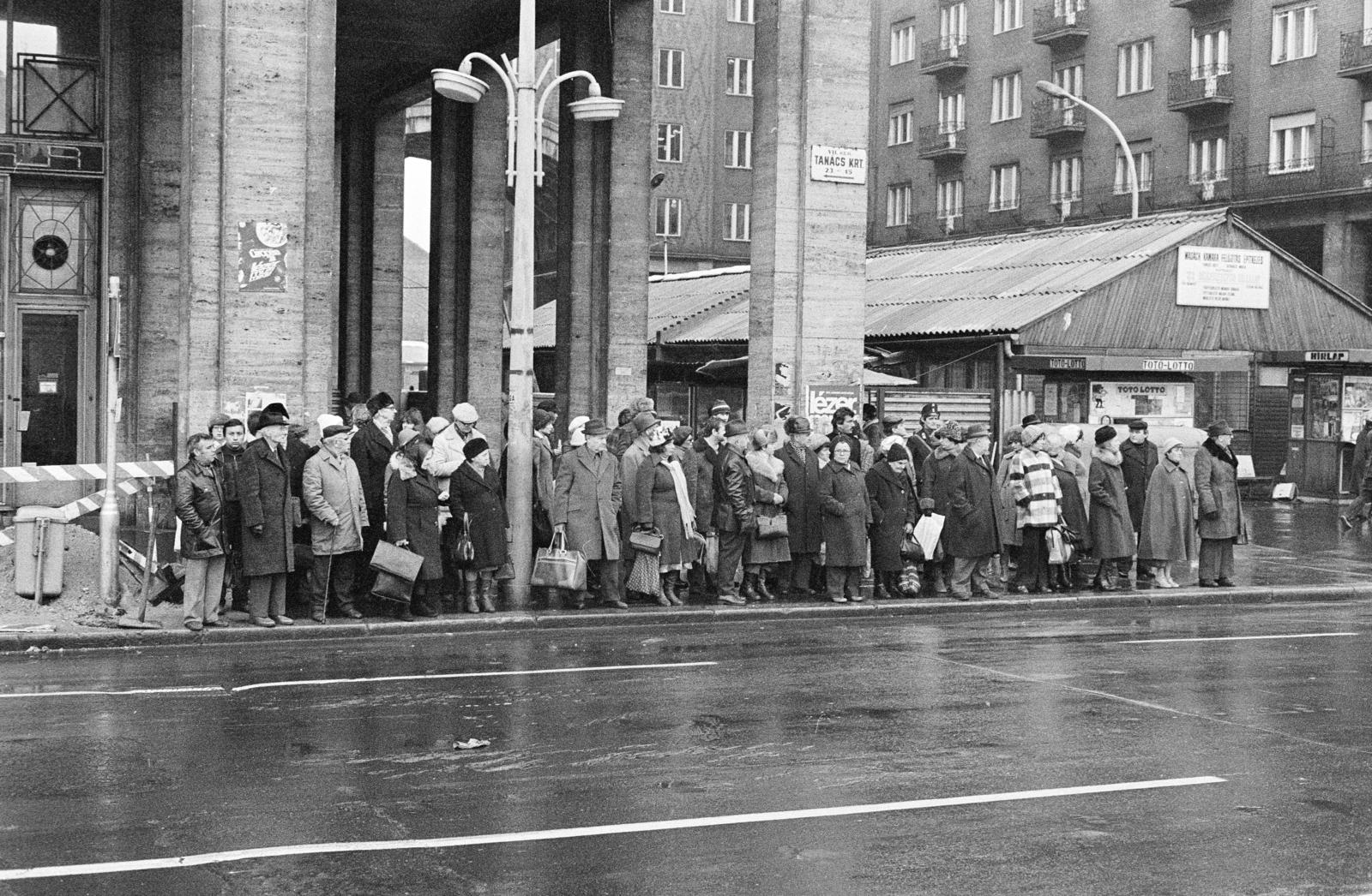 Hungary, Budapest VII., Károly (Tanács) körút, buszmegálló a Madách térnél., 1980, Prohászka Imre, Budapest, Fortepan #288856