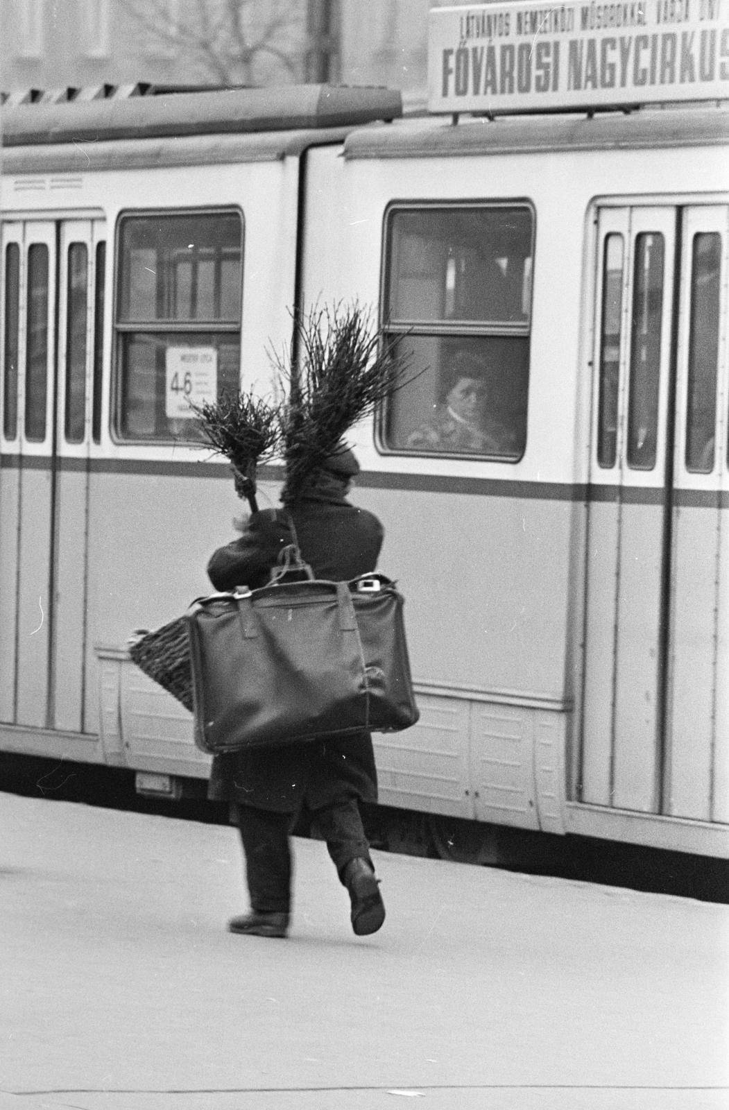 1981, Prohászka Imre, sweeper, tram, Fortepan #288881