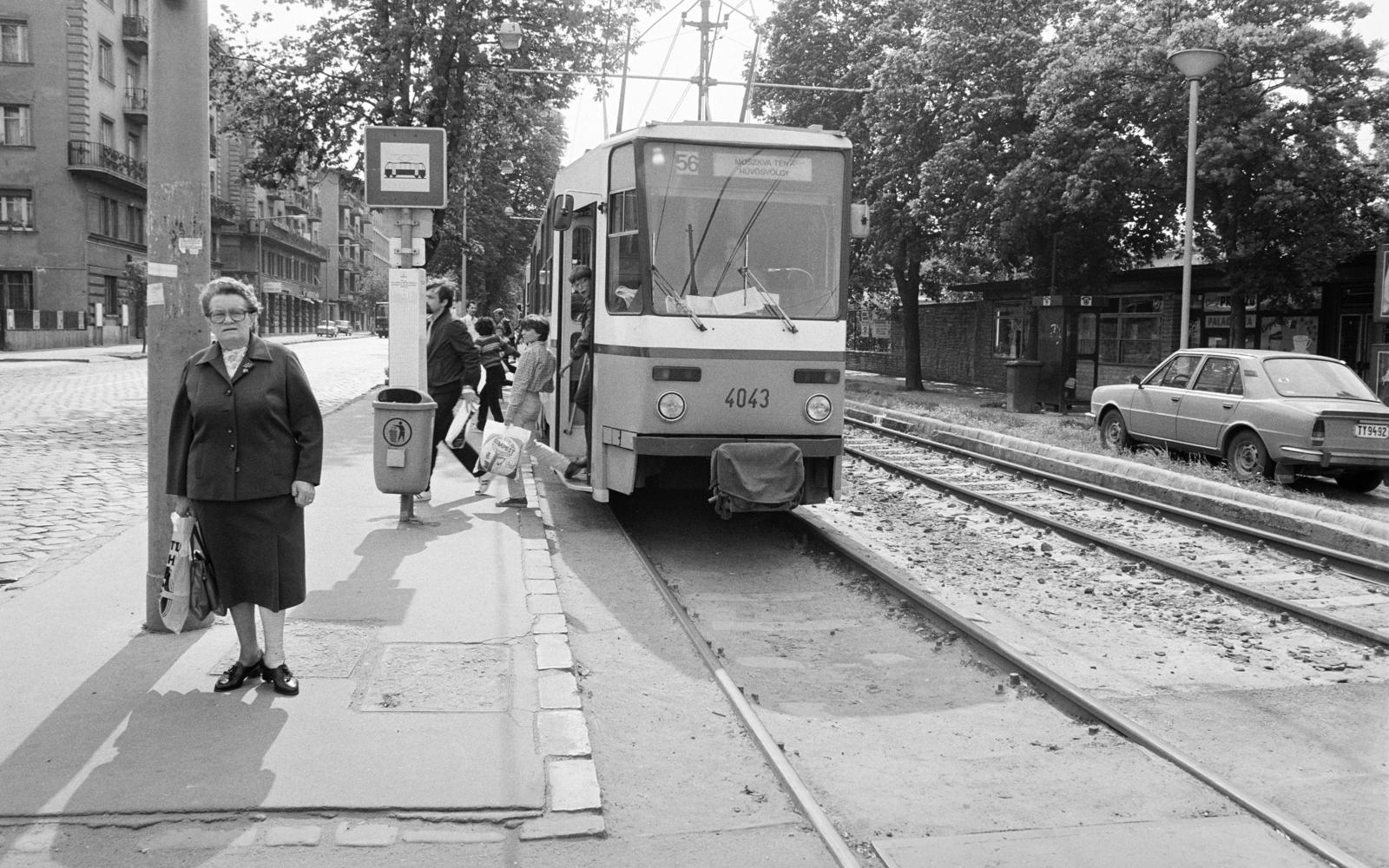 Magyarország, Budapest II.,Budapest XII., a Szilágyi Erzsébet fasor, villamosmegálló a Fogaskerekű végállomásánál., 1983, Prohászka Imre, Budapest, Fortepan #288887