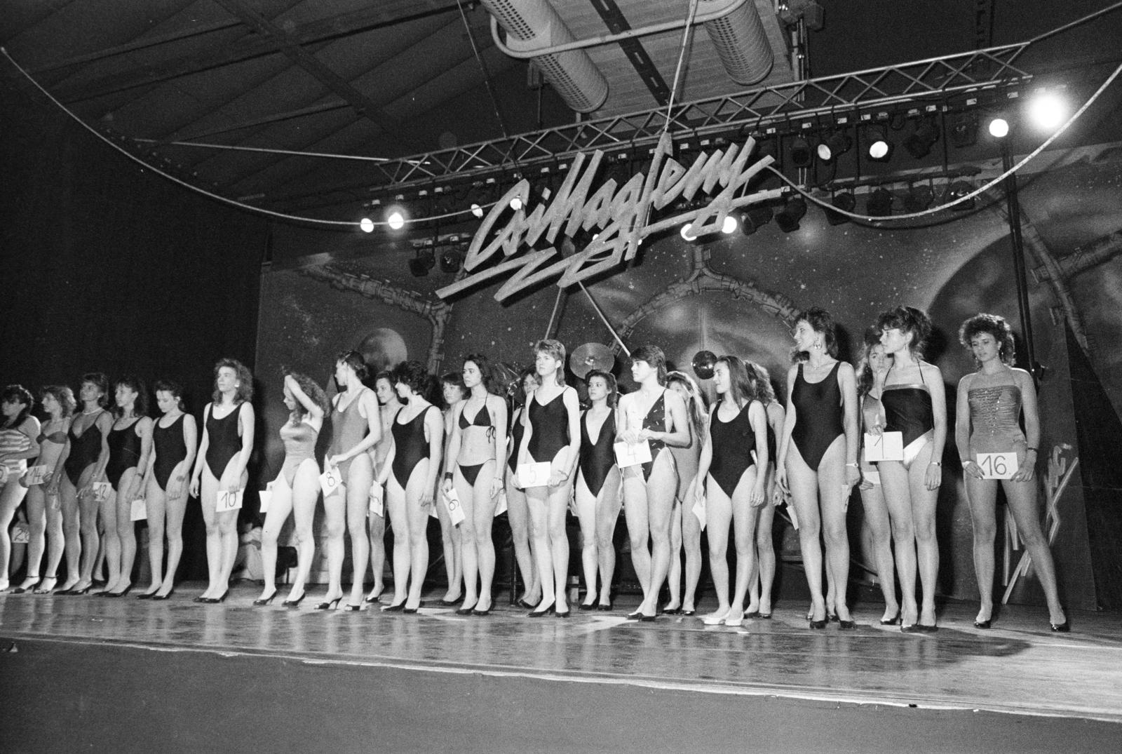 Hungary, Budapest XIV., Petőfi Csarnok., 1987, Prohászka Imre, bathing suit, beauty contest, Budapest, Fortepan #289120