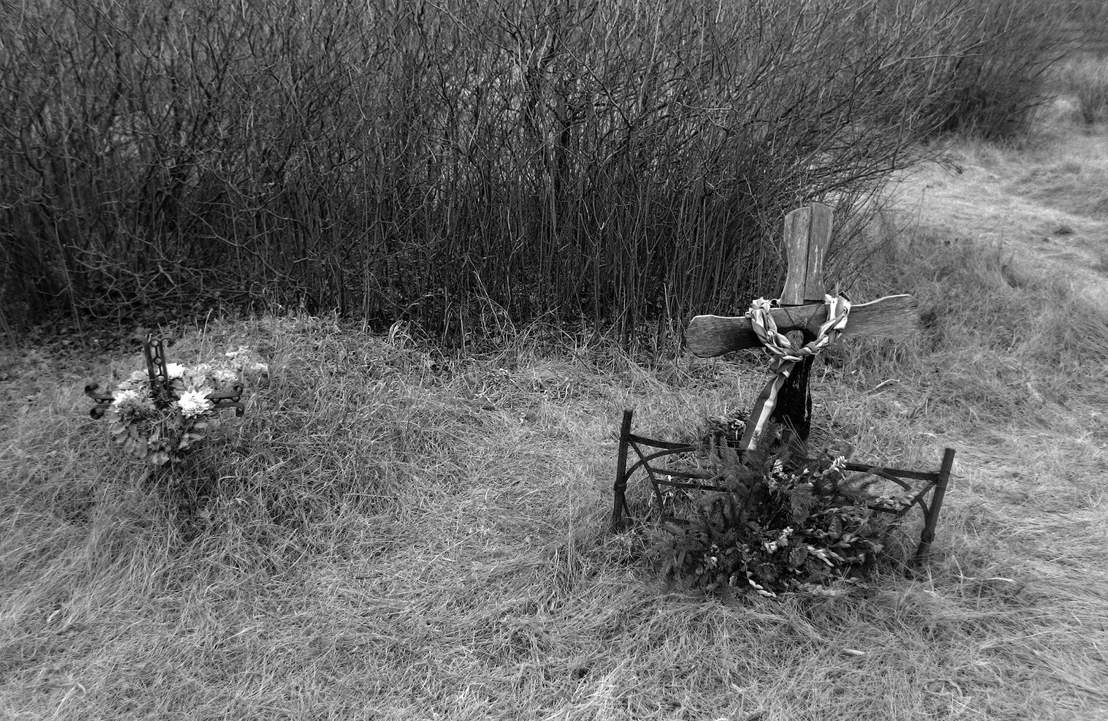 Hungary, Budapest X., Új Köztemető, 301-es parcella., 1989, Prohászka Imre, revolution, cross, grave, bouquet, cemetery, Budapest, Fortepan #289305