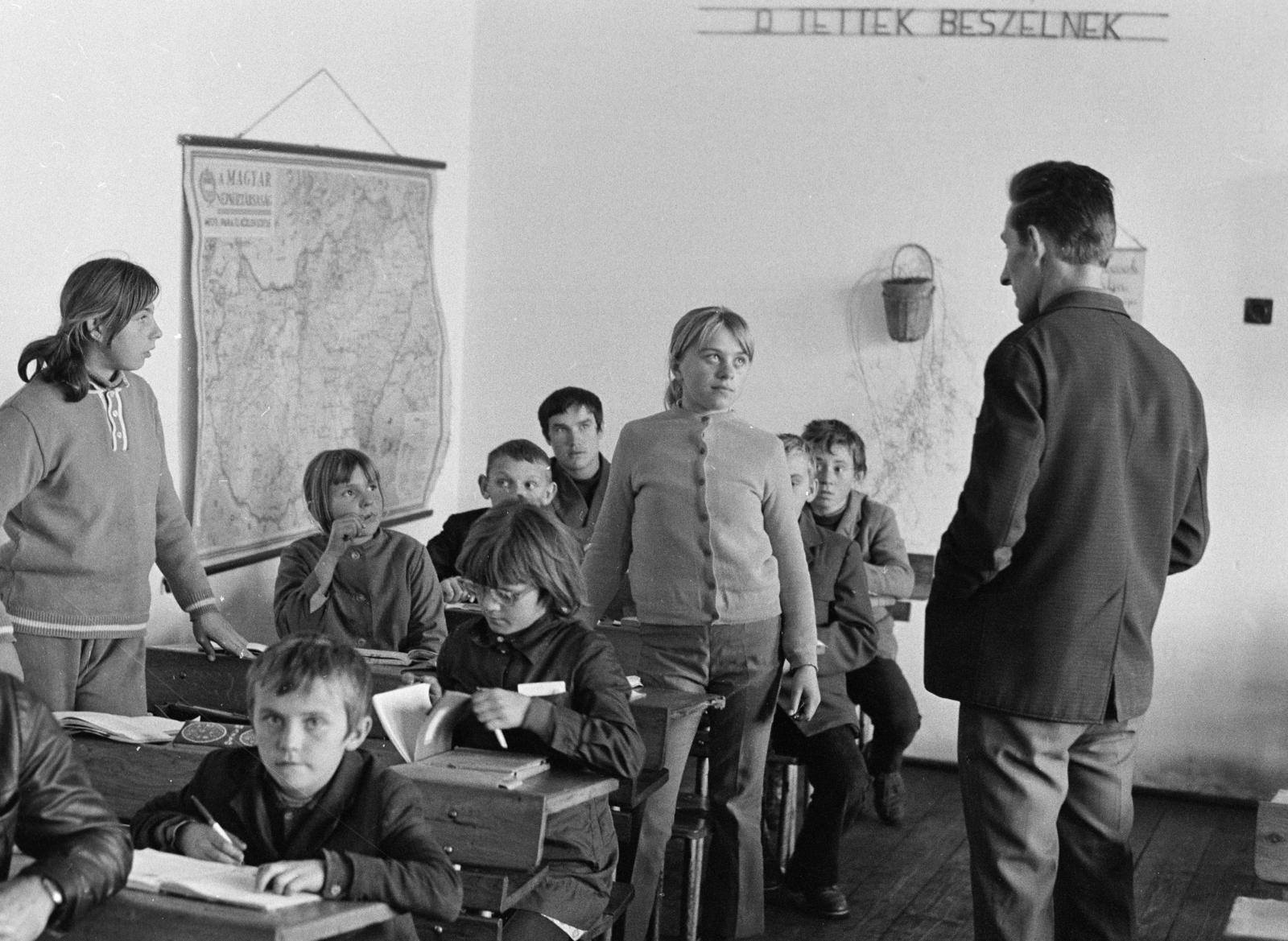 1970, Bencseky Mátyás, Best of, oktatás, tanterem, térkép, Fortepan #289670