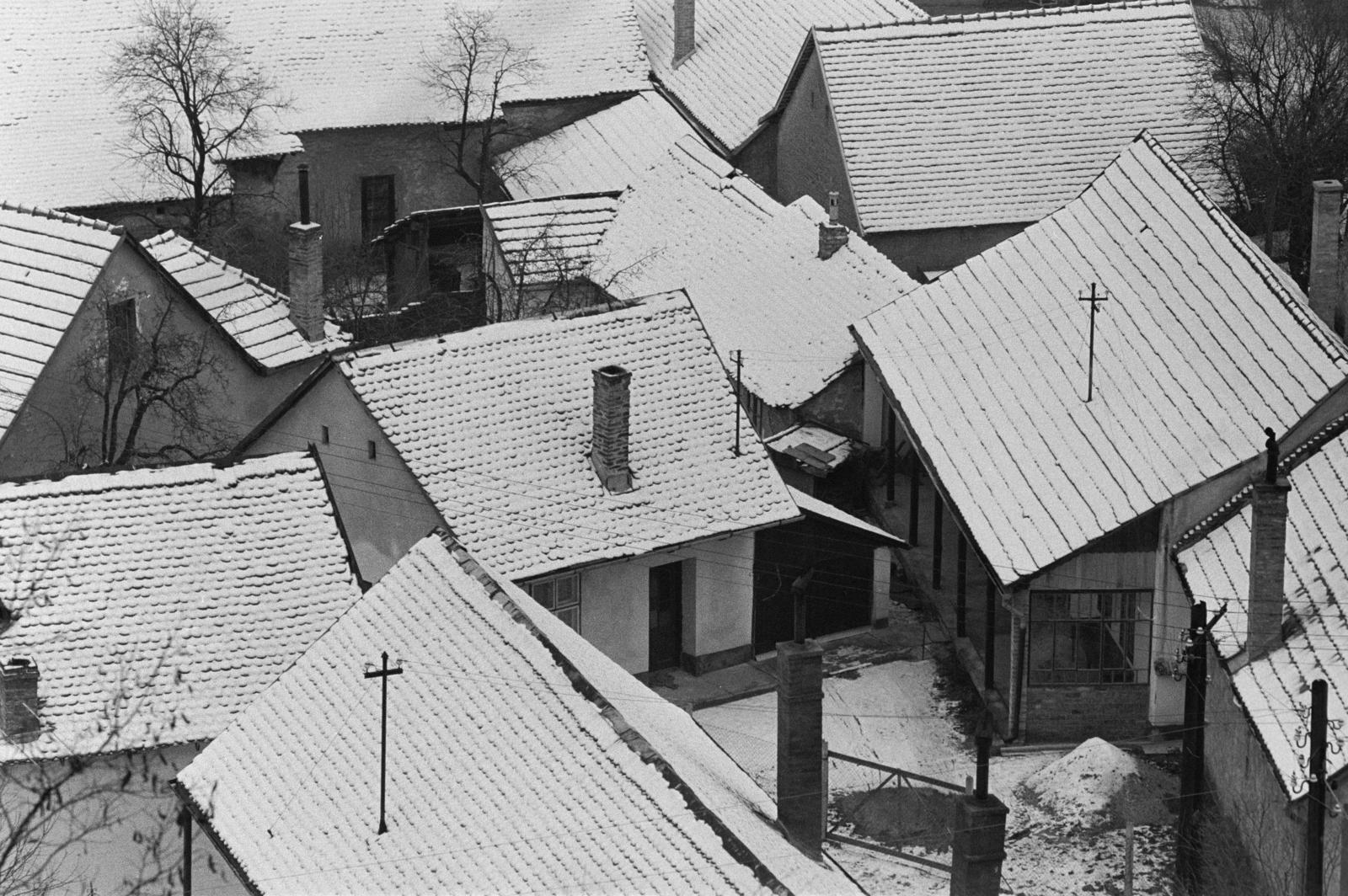 1974, Bencseky Mátyás, plan view, roof, snow, Fortepan #289760