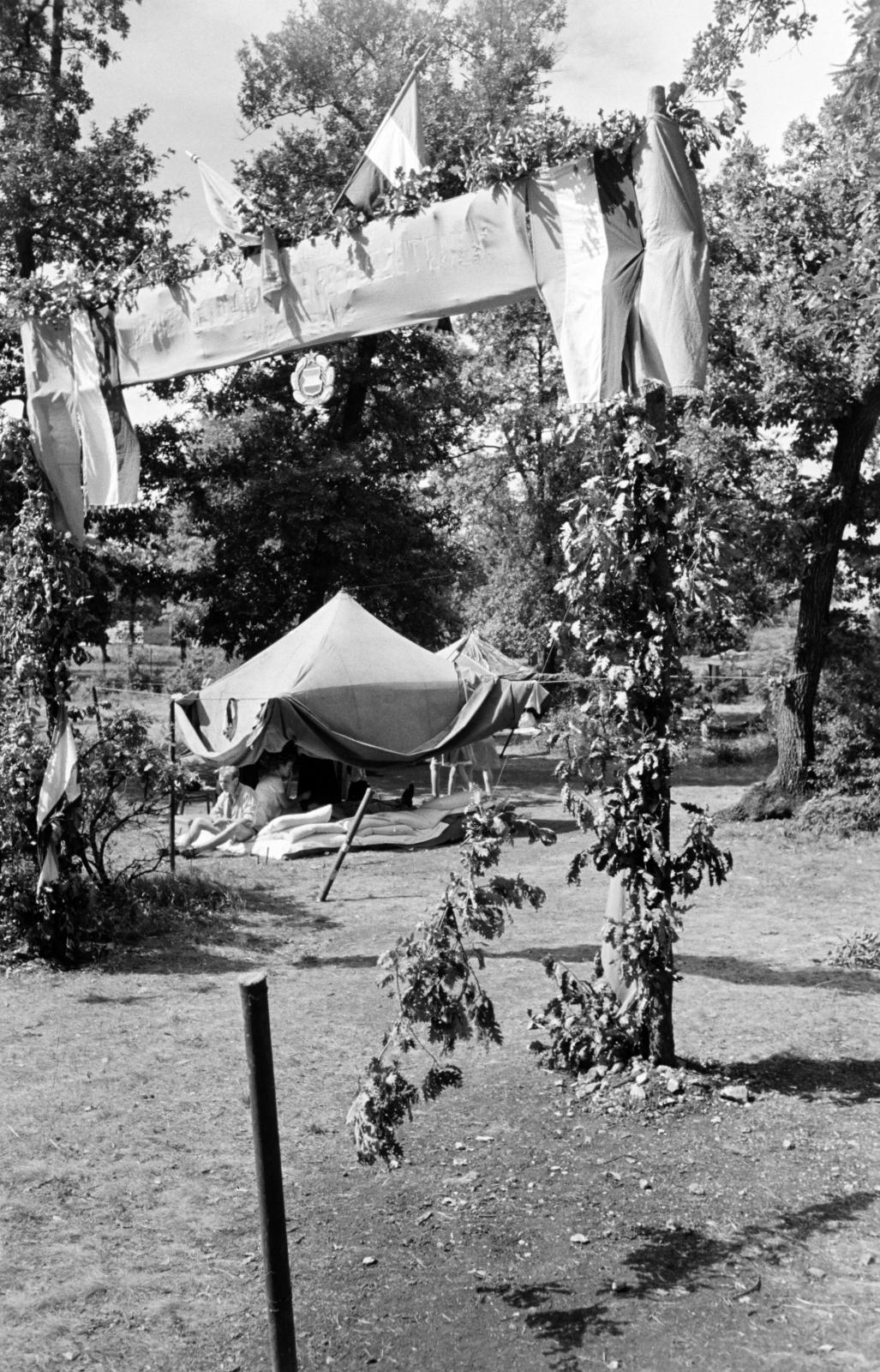 Hungary, Budapest XII., Fülemile út 5., XII. kerületi Kisdobos Városi Tábor / Fülemile-tábor., 1958, Hegyvidéki Helytörténeti Gyűjtemény, Budapest, Fortepan #290121