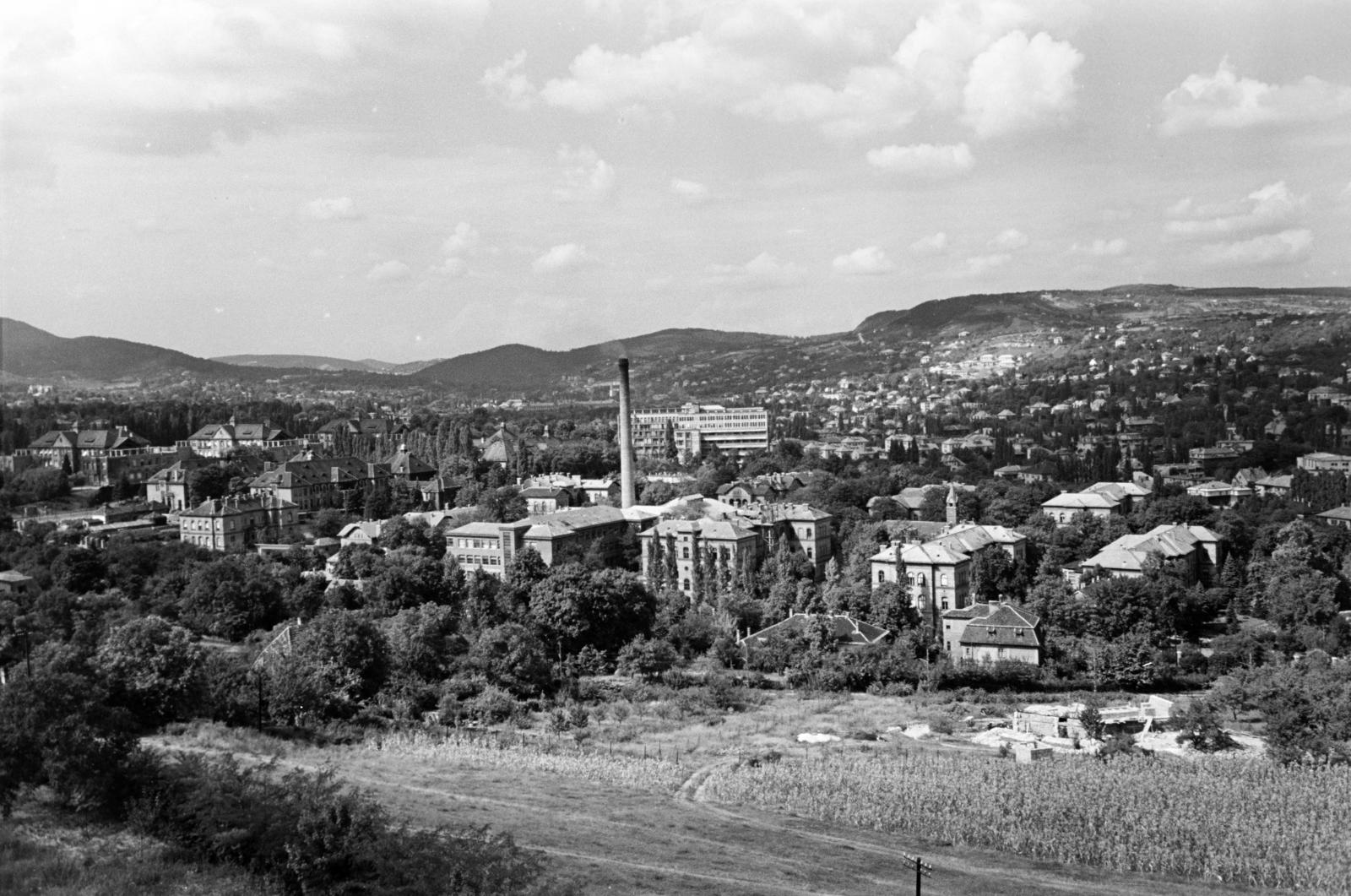 Hungary, Budapest XII., kilátás a Kis-Sváb-hegyi kőfejtőtől a János Kórház felé., 1962, Hegyvidéki Helytörténeti Gyűjtemény, Budapest, Fortepan #290213