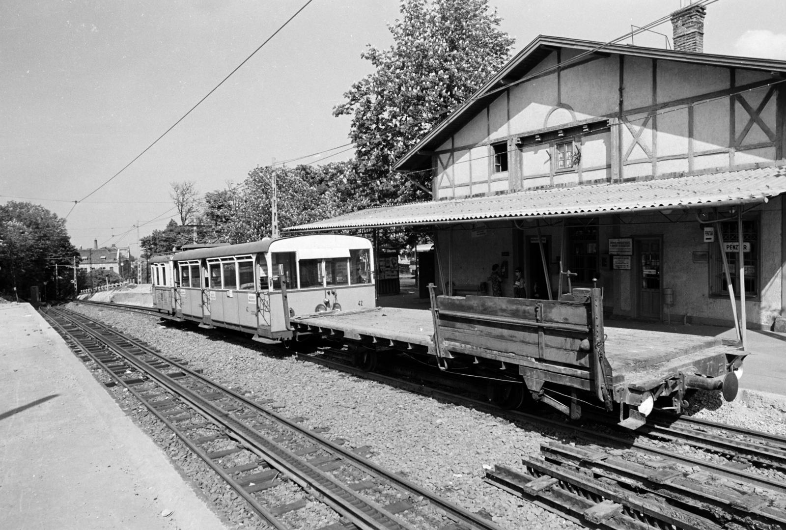 Hungary, Budapest XII., a Fogaskerekű Svábhegy megállója., 1973, Hegyvidéki Helytörténeti Gyűjtemény, Budapest, funicular train, Fortepan #290488