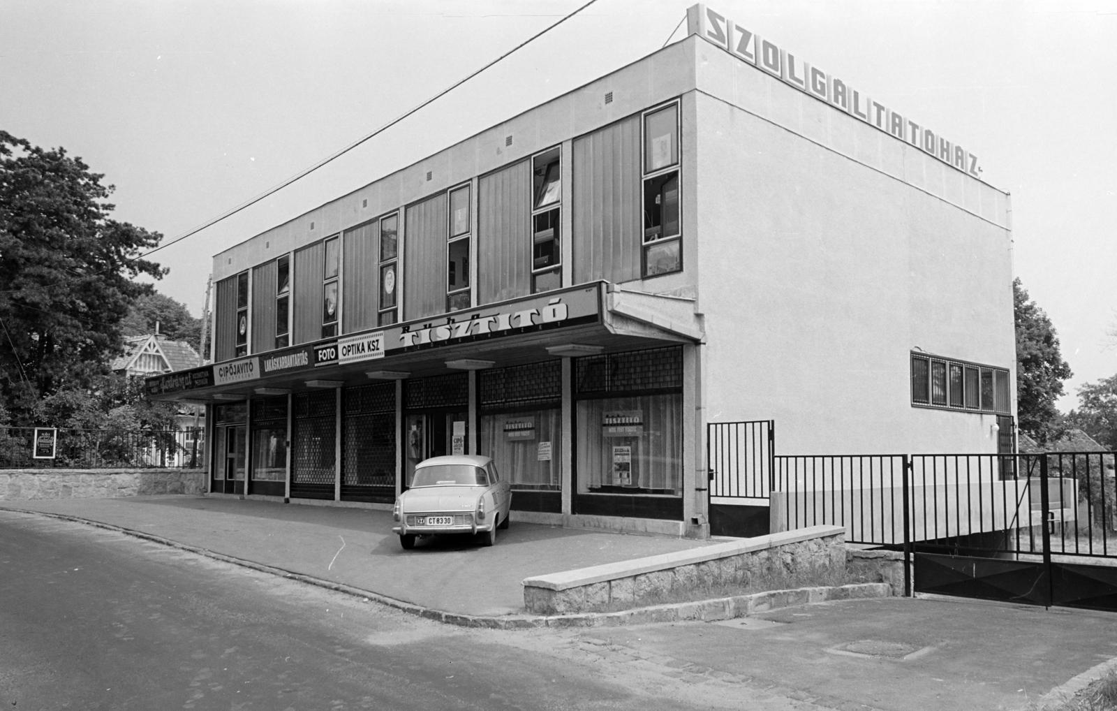 Hungary, Budapest XII., Normafa út 1/a, Szolgáltatóház., 1968, Hegyvidéki Helytörténeti Gyűjtemény, Budapest, number plate, service center, Fortepan #290606