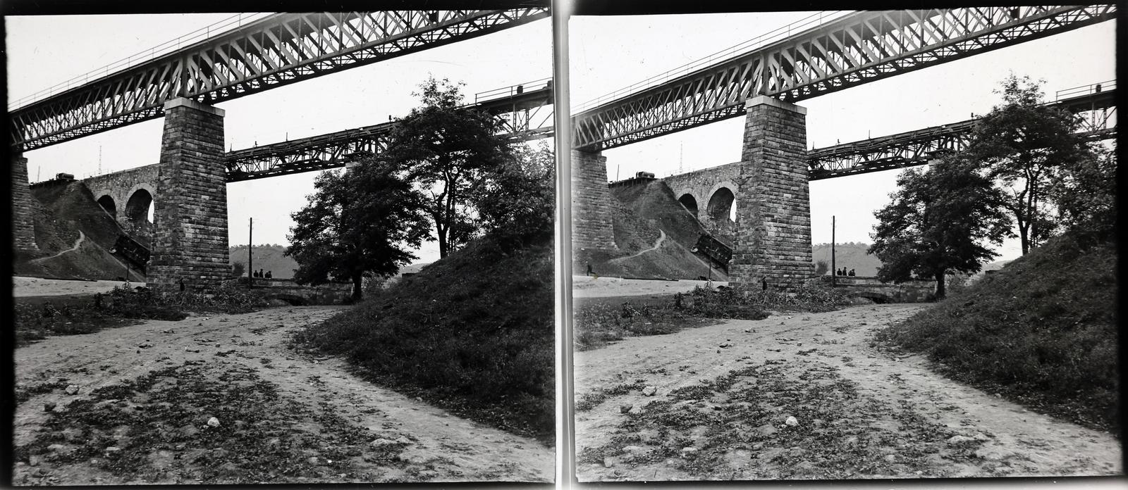 Magyarország, Biatorbágy, a vasúti viadukt az 1931. szeptember 13-i merénylet után., 1931, Simó György, sztereófotó, viadukt, vonatbaleset, híd, Fortepan #291157