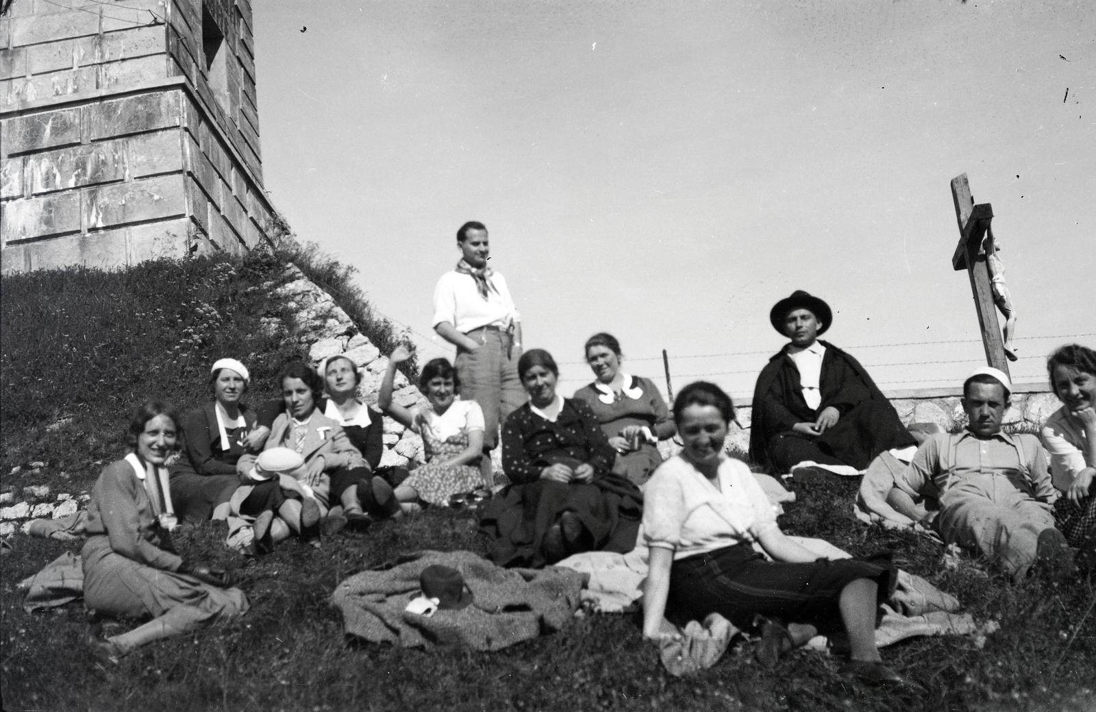 Ausztria, Mariazell, Bürgeralpe, Erzherzog-Johann-Warte (ekkor Franz Karl-Warte) kilátó., 1932, Nagy Emese, kereszt_jelkép, Fortepan #291791