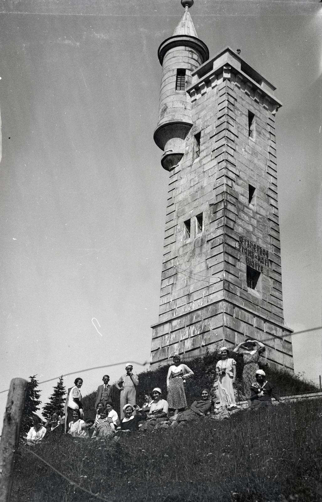 Austria, Mariazell, Bürgeralpe, Erzherzog-Johann-Warte (ekkor Franz Karl-Warte) kilátó., 1932, Nagy Emese, lookout, Fortepan #291794