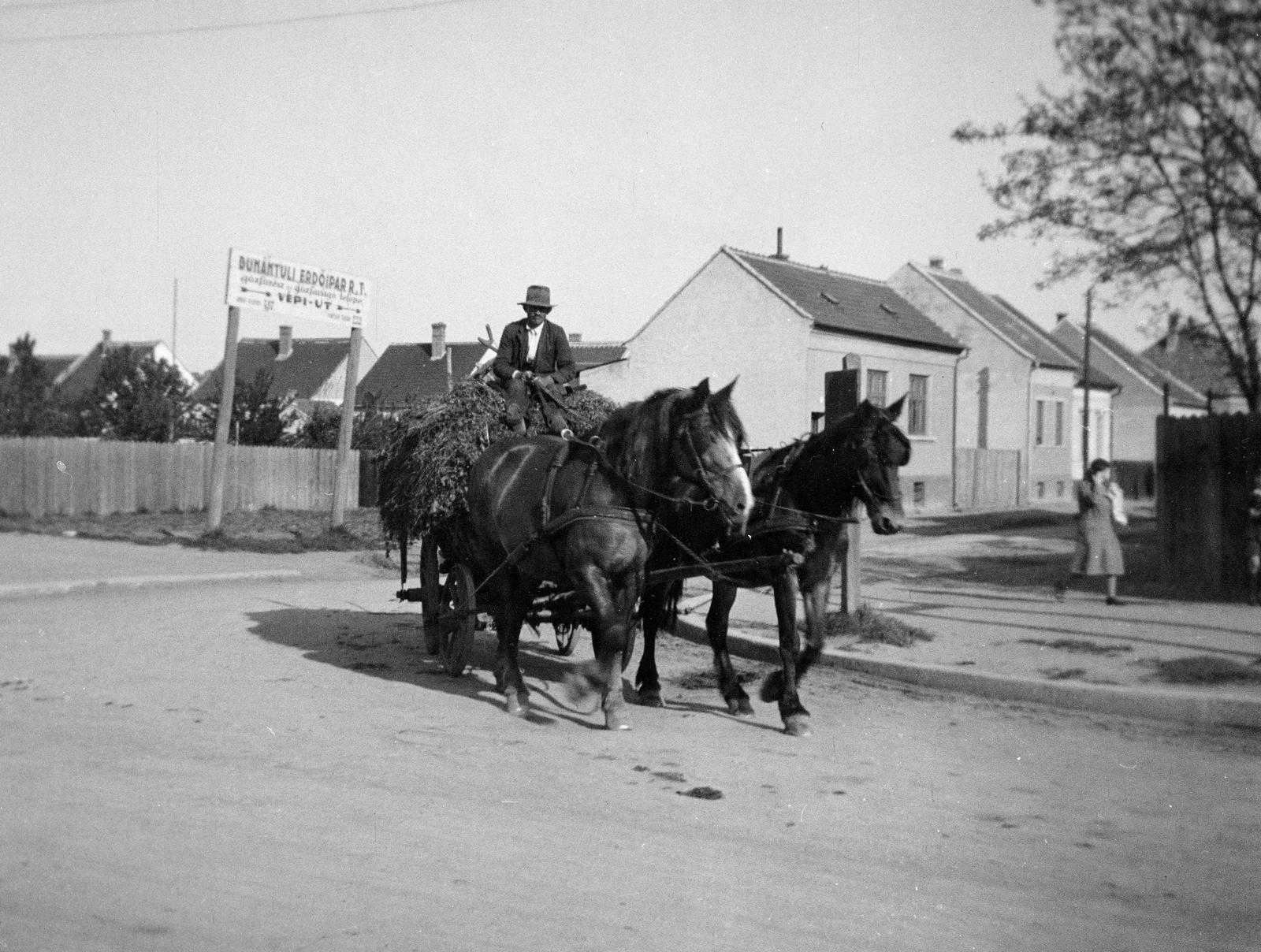 Hungary, Szombathely, Zanati út, a szekér mögött jobbra a Vépi út., 1936, Nagy Emese, chariot, Fortepan #291862