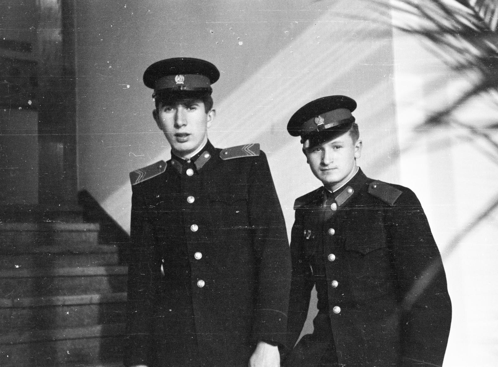 1956, Dusik, katona, tányérsapka, kettős portré, Fortepan #292189
