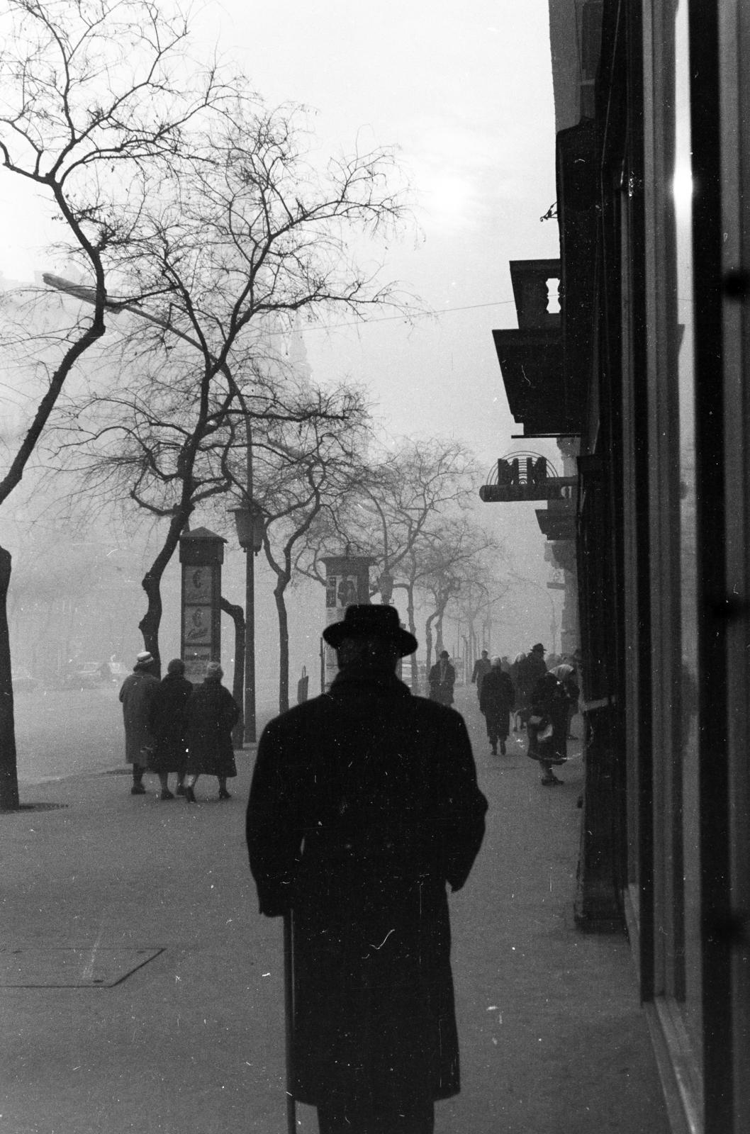 Hungary, Budapest VII., Erzsébet (Lenin) körút, háttérben a New York-
palota sziluettje., 1963, Inkey Tibor, Budapest, Fortepan #292459