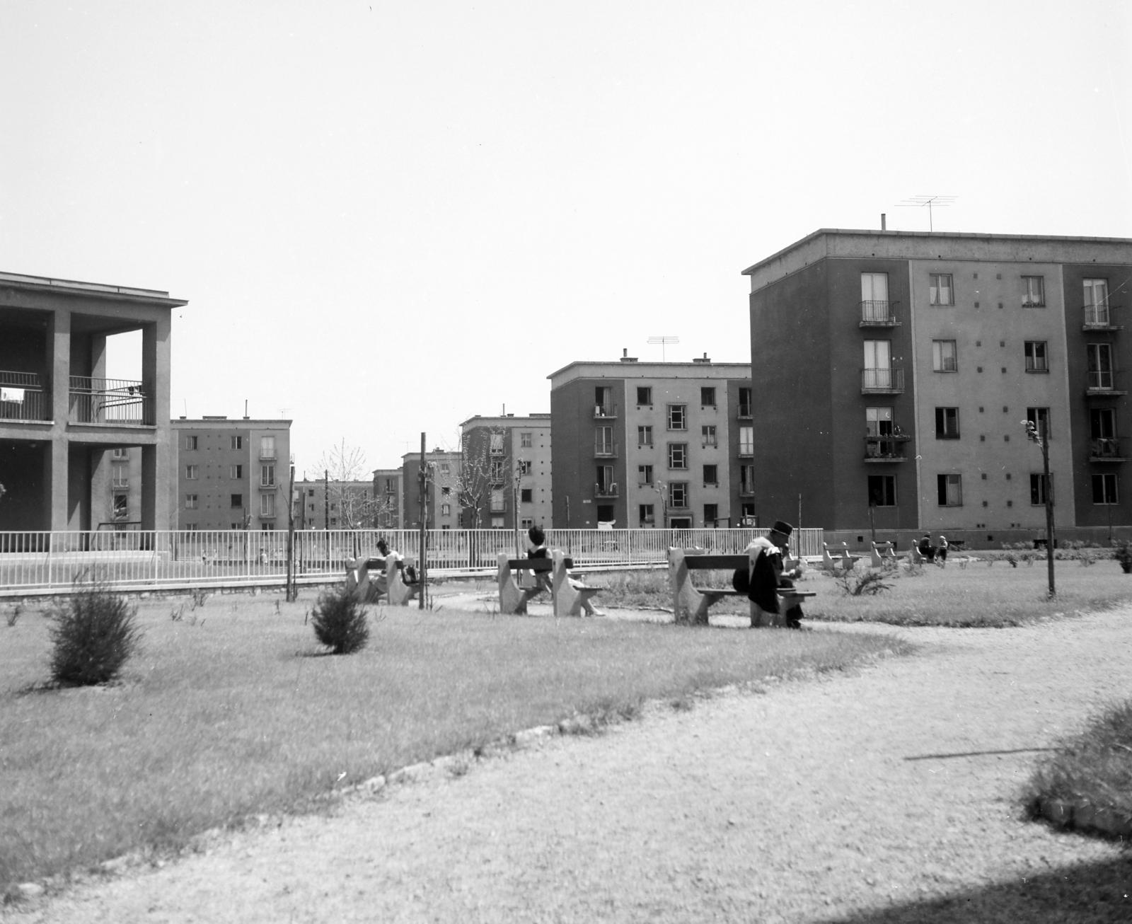 1963, Inkey Tibor, rest area, blocks, Fortepan #292591