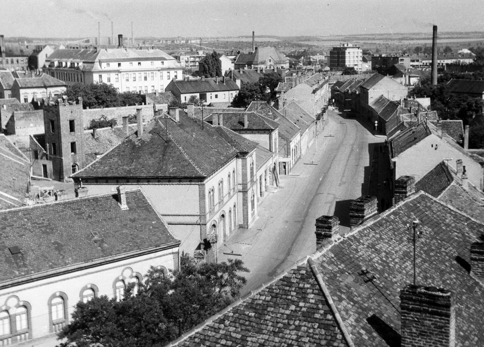 Magyarország, Pécs, kilátás a Megyei Kórház épületéből a Rákóczi út felé., 1971, Kenderessy Tibor, Fortepan #293027