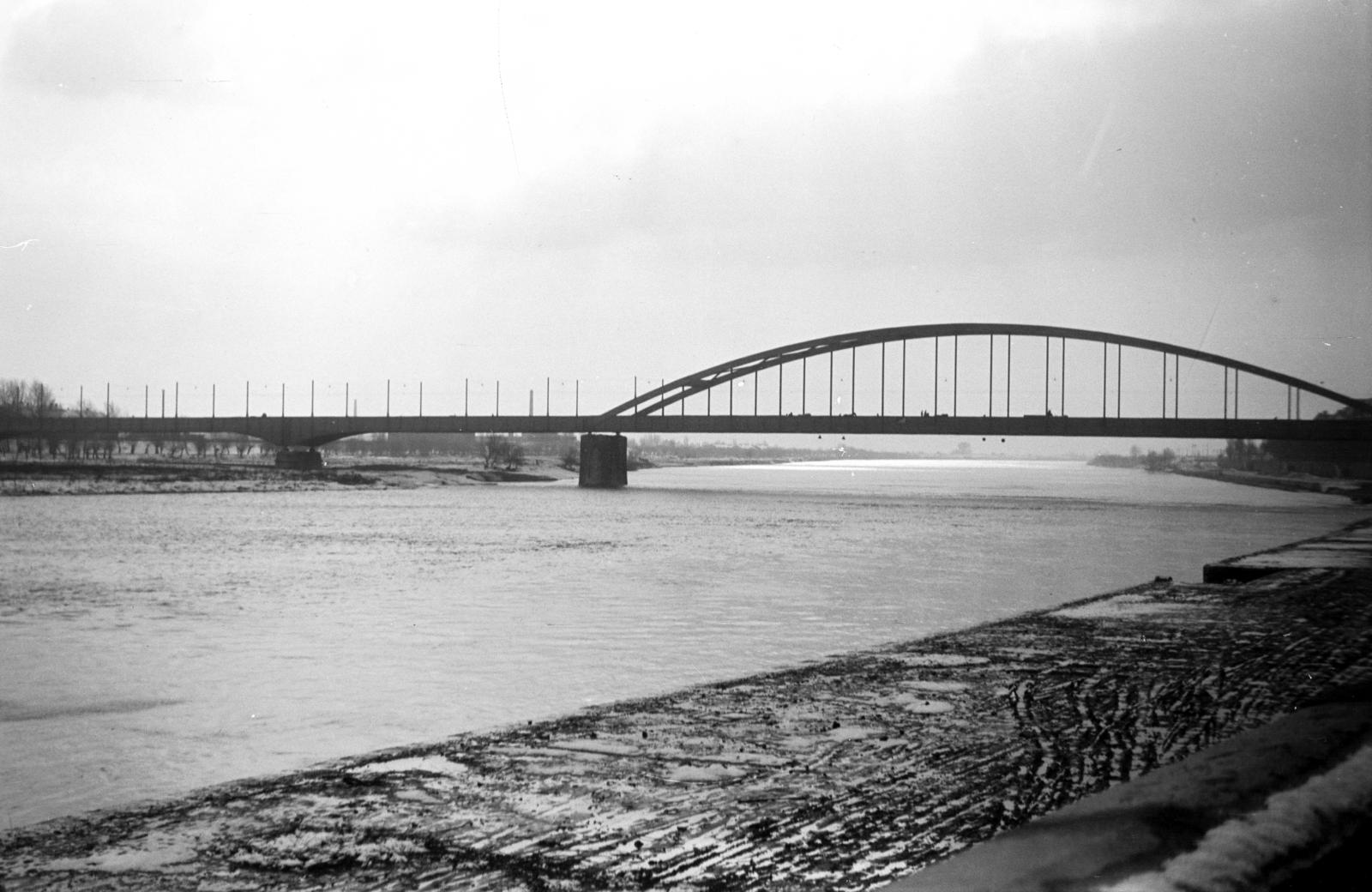 Hungary, Szeged, Tisza-part, Belvárosi híd., 1955, Kárpát Vilmos, Fortepan #293493