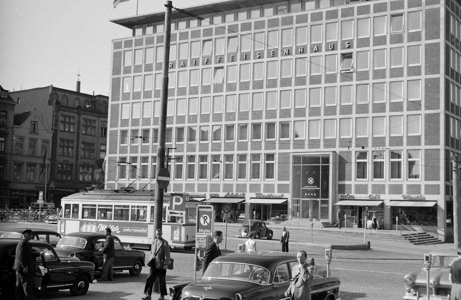 Németország, Kiel, Raiffeisenstraße 1., Raiffeisenhaus., 1958, Fortepan/Album089, Fortepan #293688