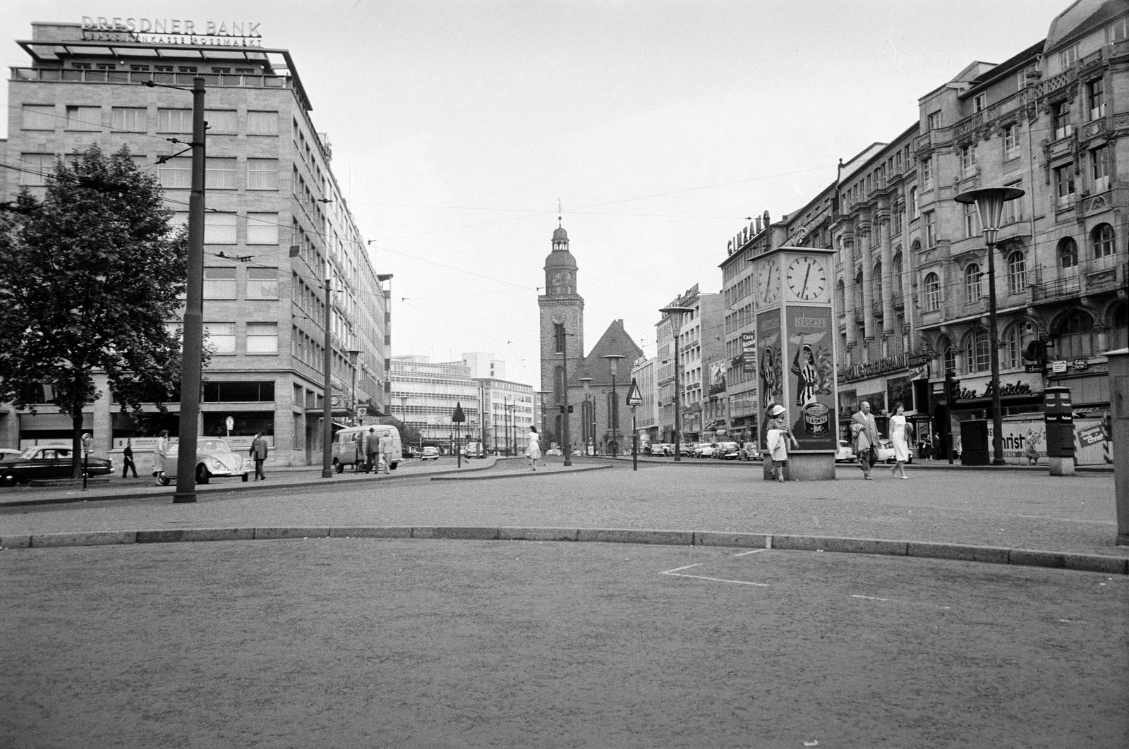 Germany, Frankfurt am Main, Roßmarkt, szemben az An der Hauptwache és a Katharinenkirche., 1958, Fortepan/Album089, Fortepan #293700