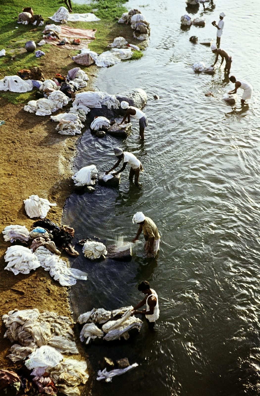 1974, Bárány Frigyes, colorful, washing, shore, plan view, Fortepan #293821
