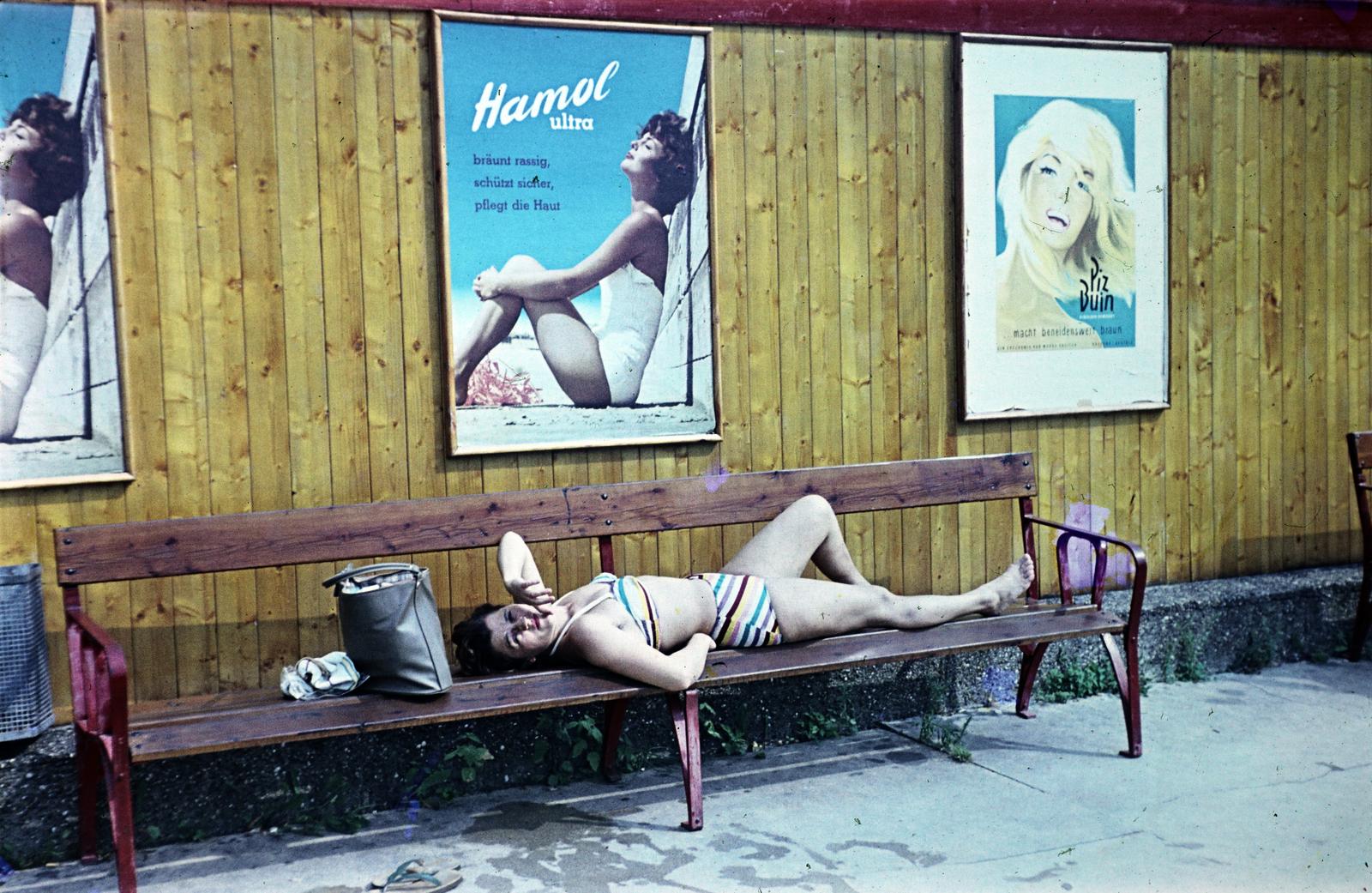 1961, Varga Béla dr., Best of, colorful, poster, sunbathe, Fortepan #293936