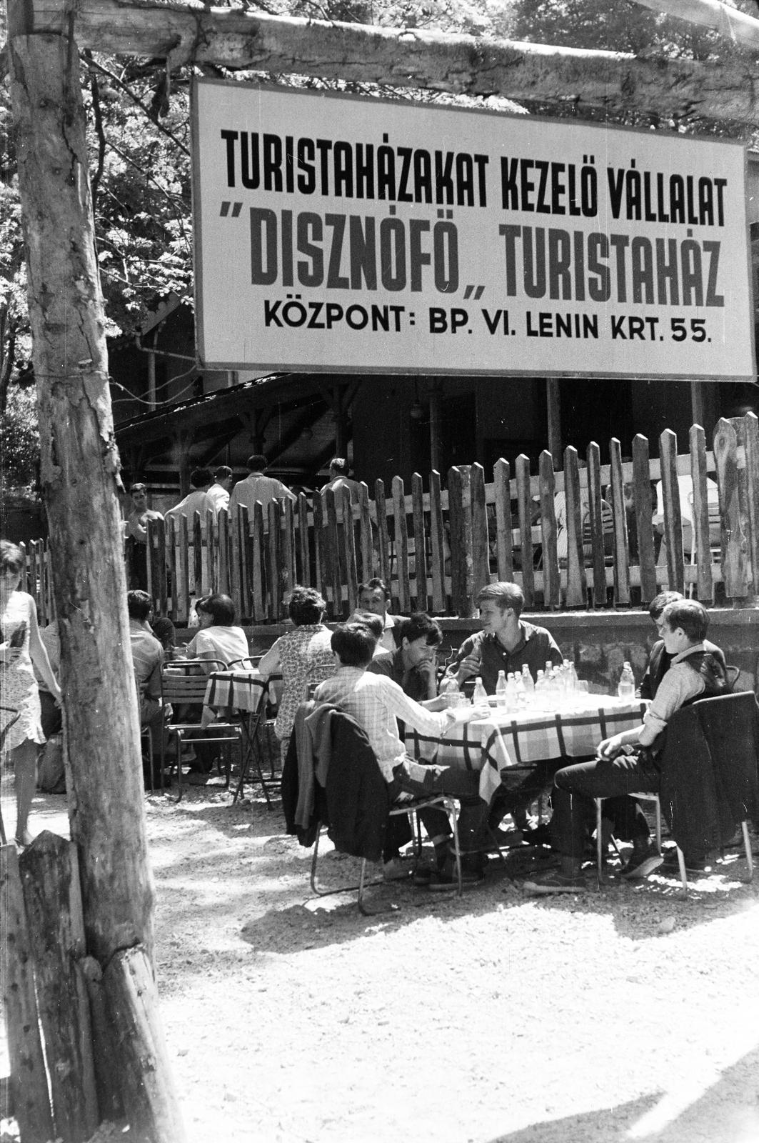 Hungary, Budapest XII., Szilassy út 18., Disznófő turistaház és vendéglő., 1965, Fortepan/Album091, Budapest, hospitality, terrace, restaurant, Fortepan #294057