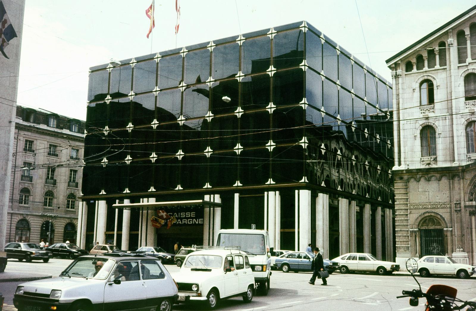 1983, Kristek Pál, Renault-brand, Mercedes 308, modern architecture, colorful, building glass, Fortepan #294211