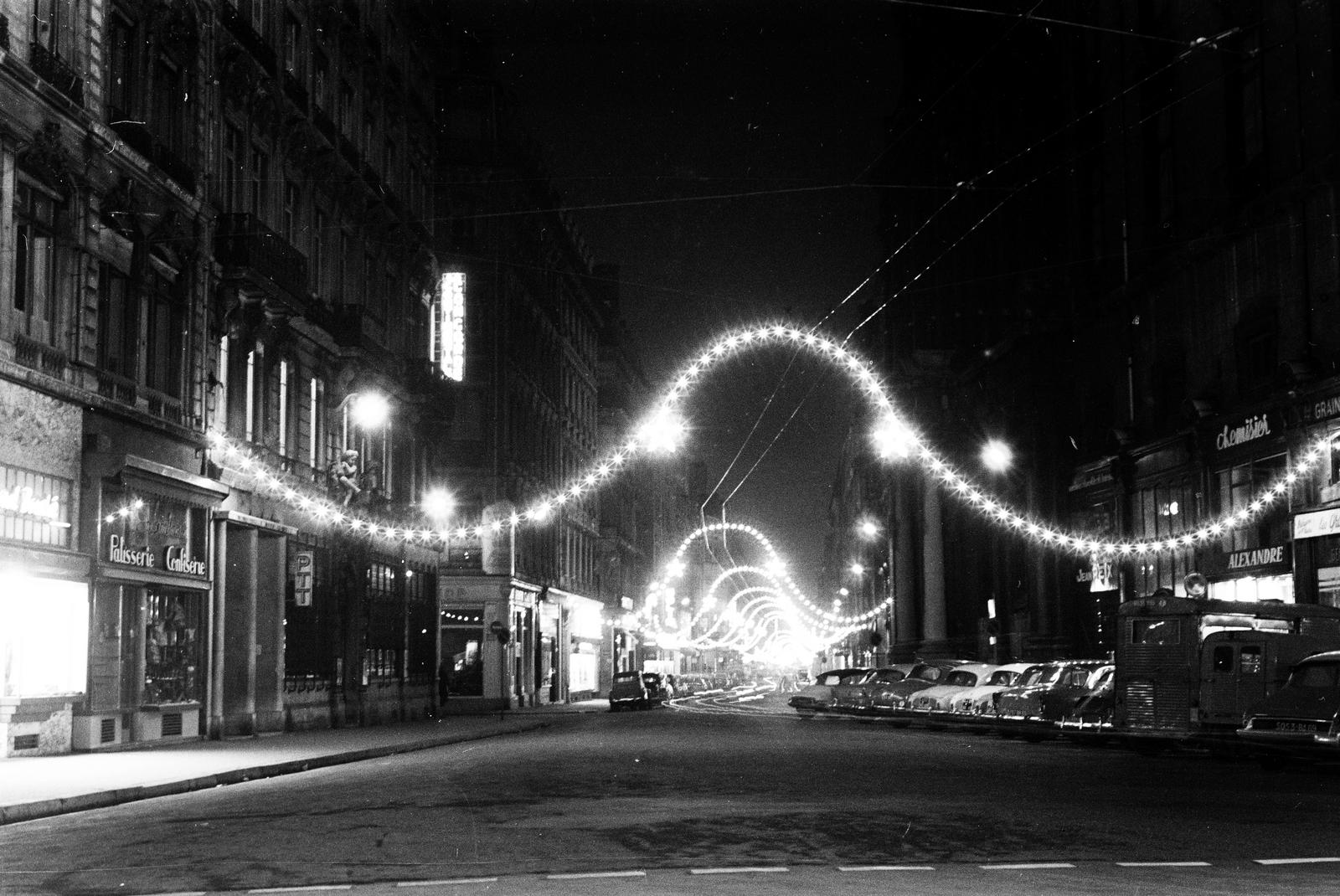 France, Lyon, a Rue du Président Édouard Herriot a Rue Joseph Serlin felől nézve., 1959, Varga Péter, Fortepan #294404