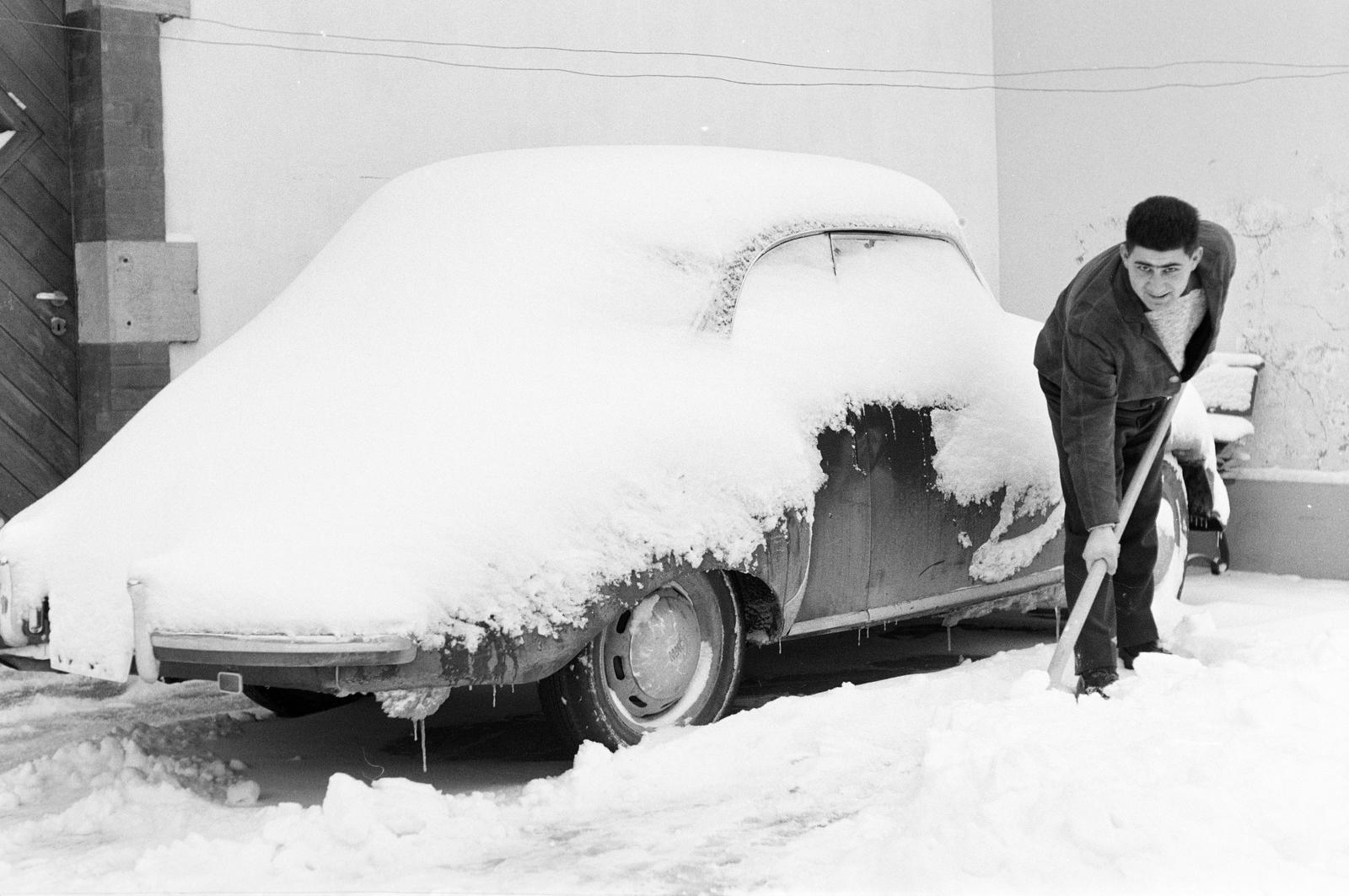 1962, Varga Péter, automobile, winter, snow shovel, Fortepan #294473