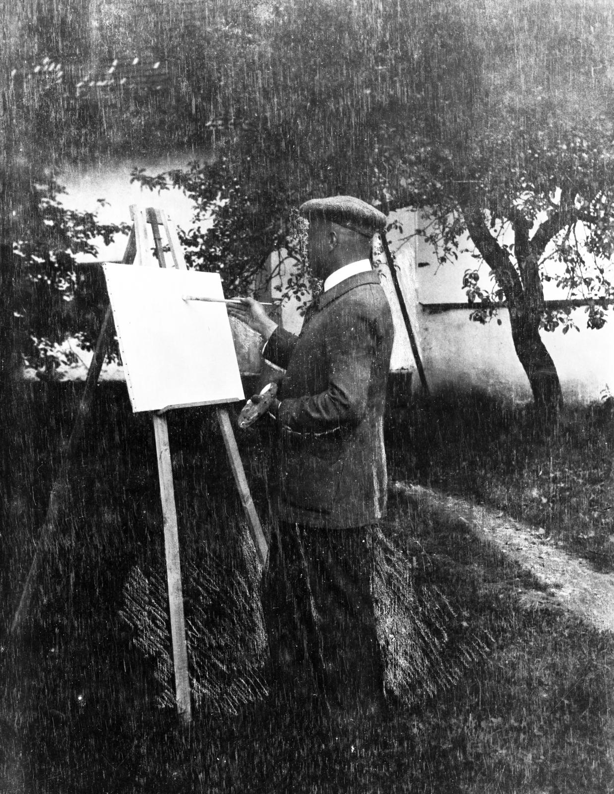 1916, Urbánné dr. Lux Judit, Lux Gyula, festőállvány, festő, Fortepan #294561