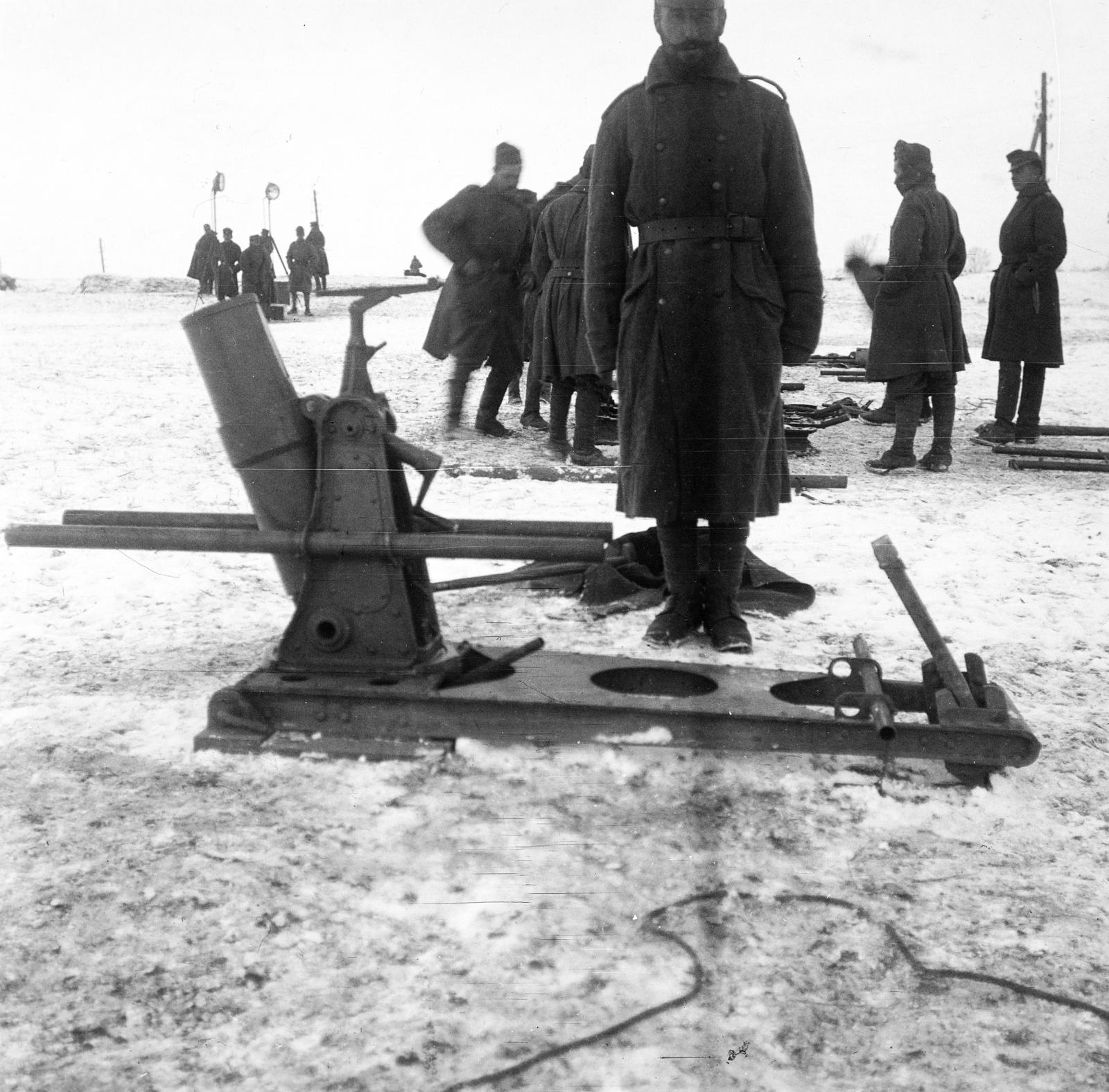 1917, Urbánné dr. Lux Judit, army, manoeuvre, mortar, photo aspect ratio: square, First World War, Fortepan #294632