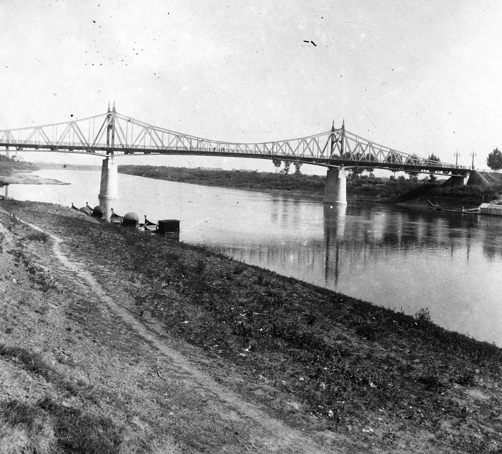 Magyarország, Szolnok, Tisza híd., 1916, Urbánné dr. Lux Judit, Lux Gyula, híd, képarány: négyzetes, folyópart, Fortepan #294702