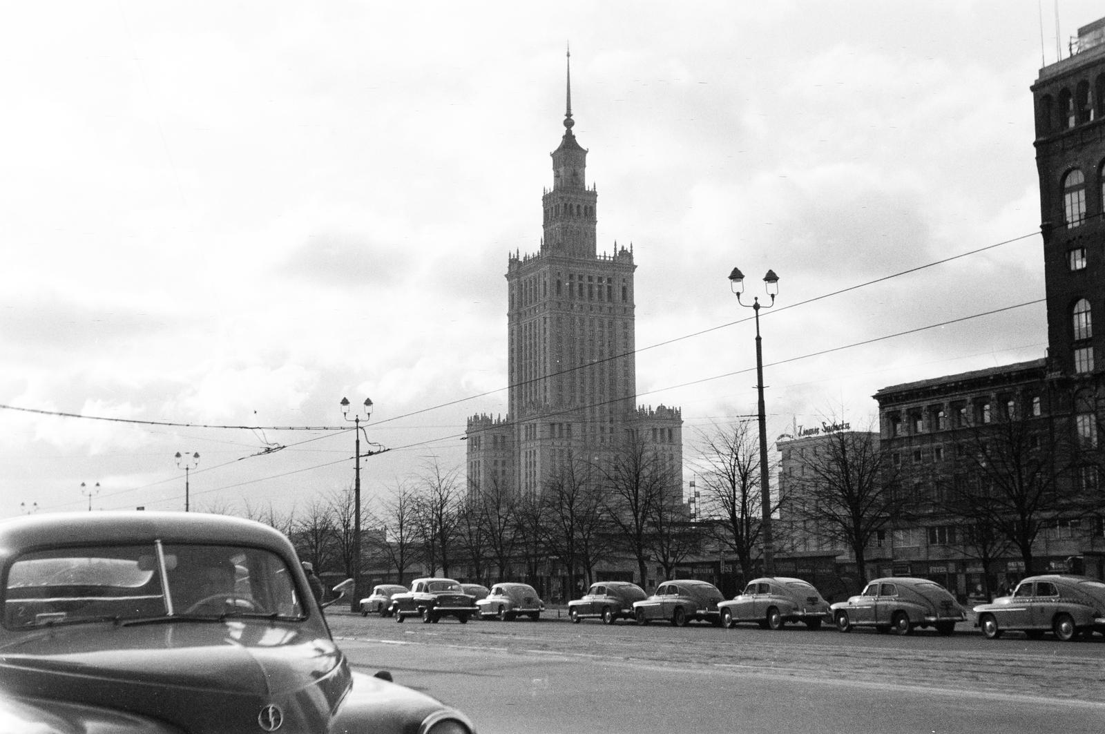 Poland, Warsaw, ulica Marszałkowska, balra a Kultúra és Tudomány Palotája., 1964, Szilágyi Lajosné, Fortepan #294866