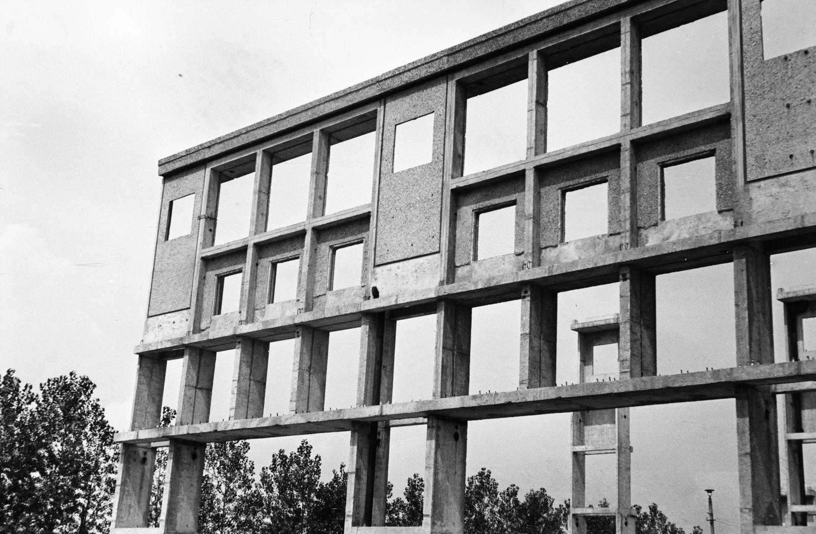 1957, Török Kálmán, modern architecture, reinforced concrete frame, Fortepan #294986