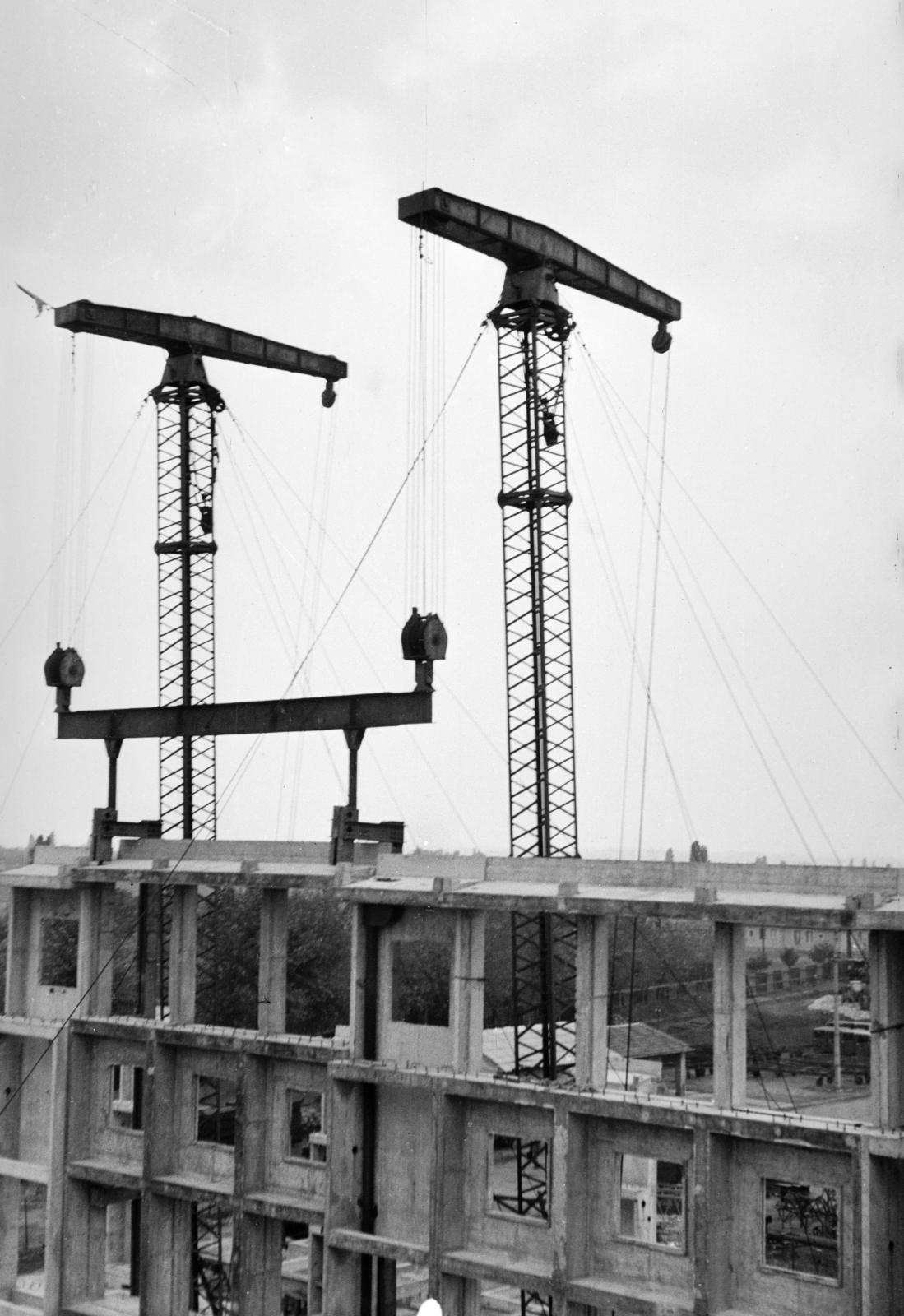 1957, Török Kálmán, crane, Fortepan #294991