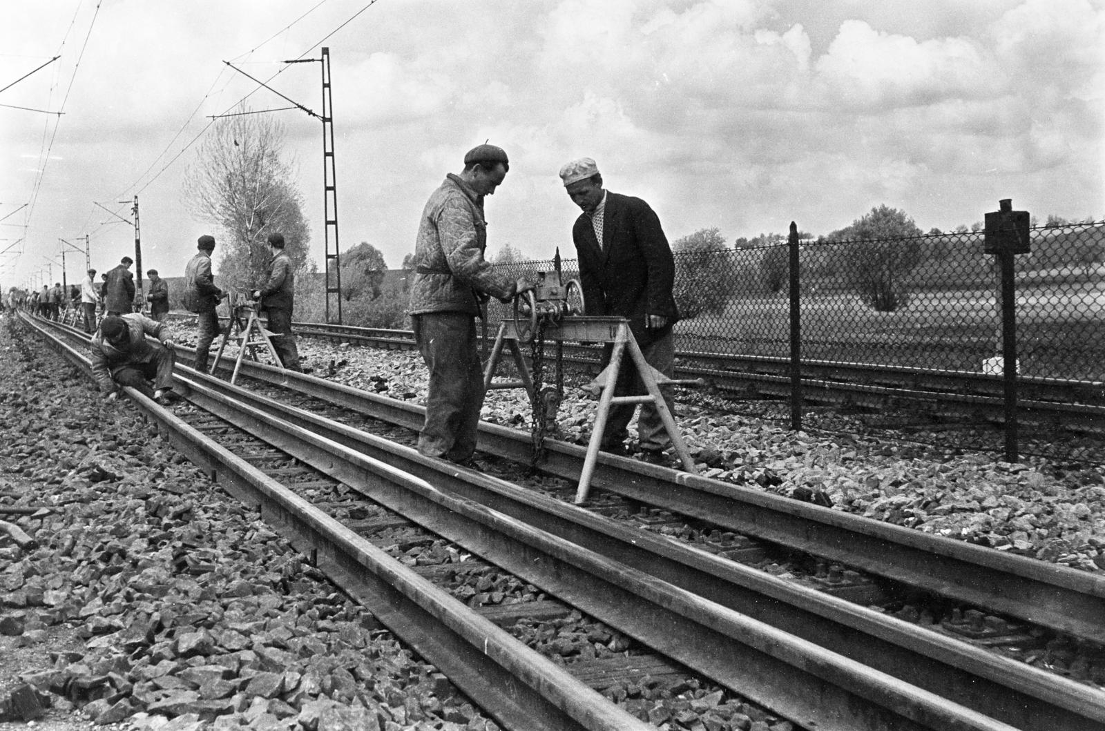1960, Török Kálmán, építkezés, sínpálya, Fortepan #295008