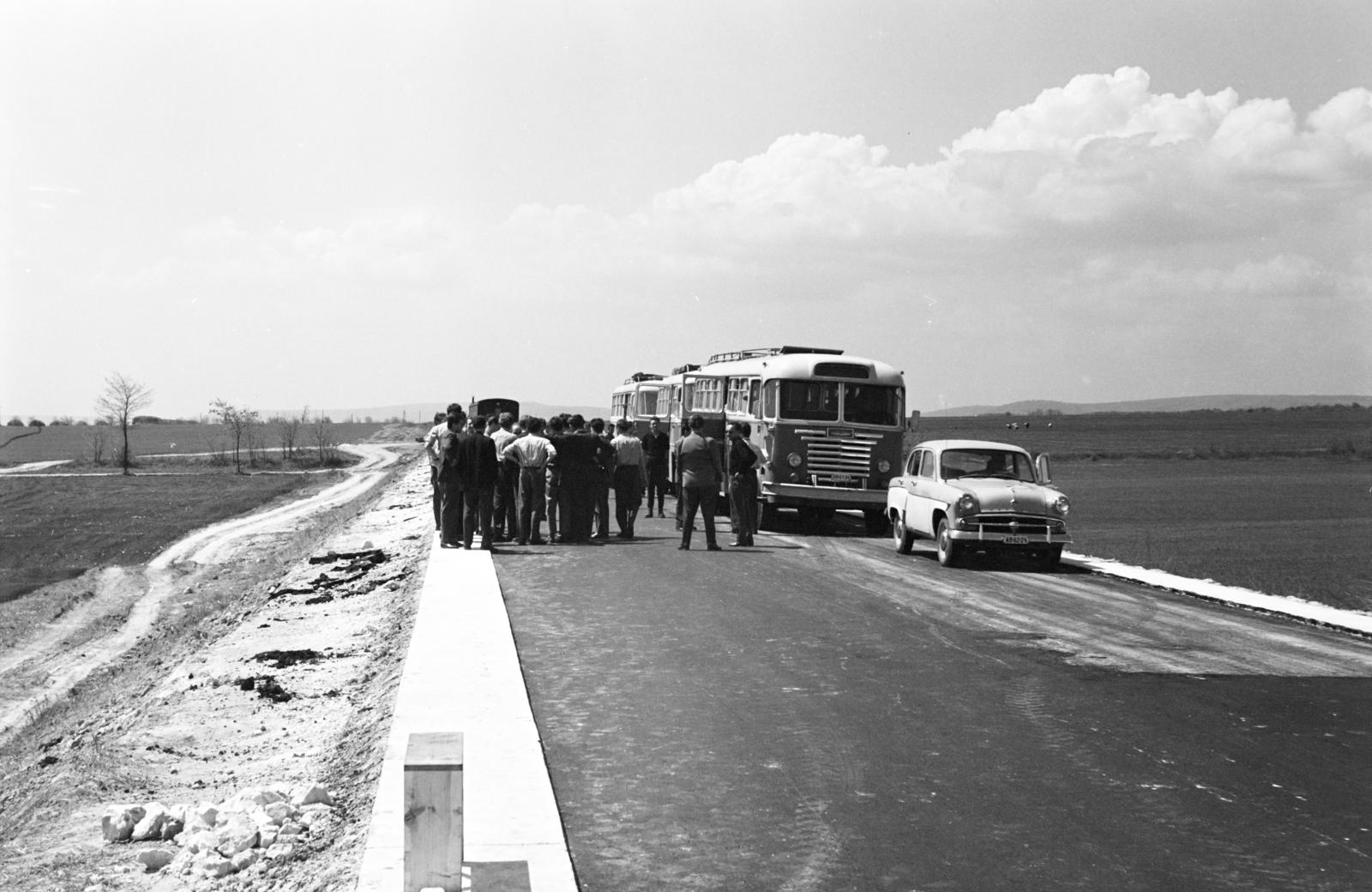Magyarország, Bicske, a felvétel 1-es főút építésekor készült., 1960, Török Kálmán, útépítés, Fortepan #295018