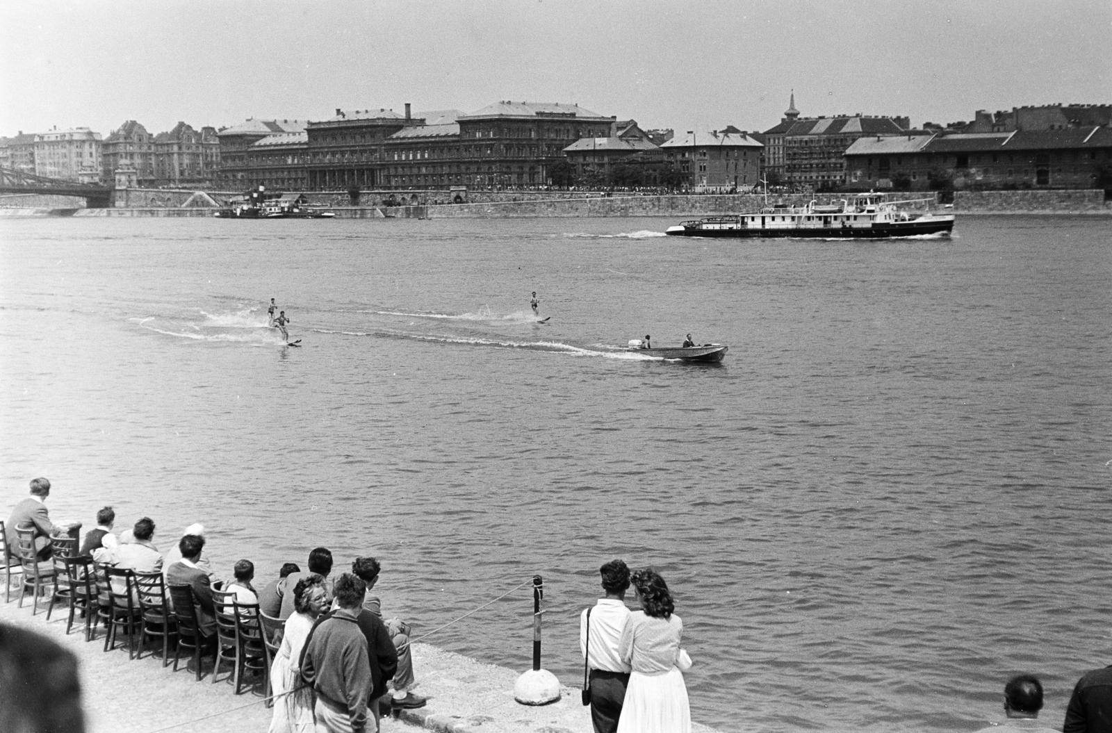1960, Török Kálmán, közönség, vízisí, motorcsónak, Fortepan #295028