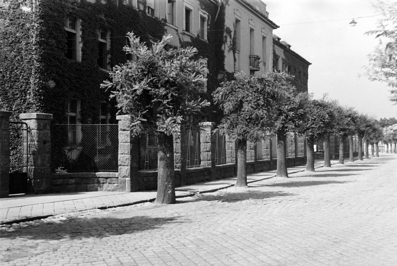 Hungary, Kecskemét, Kaszap utca, balra a Felsőfokú Óvónőképző Intézet (később a Károli Gáspár Református Egyetem Pedagógiai Kara) épülete., 1962, Török Kálmán, Fortepan #295123