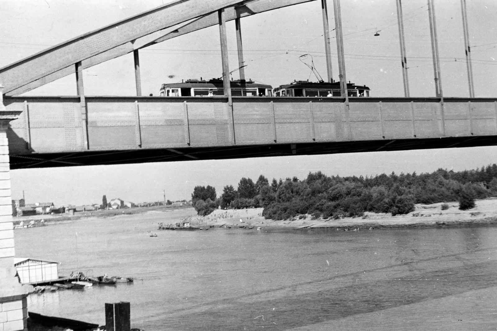 Hungary, Szeged, Tisza-part, Belvárosi híd., 1958, Török Kálmán, Fortepan #295188
