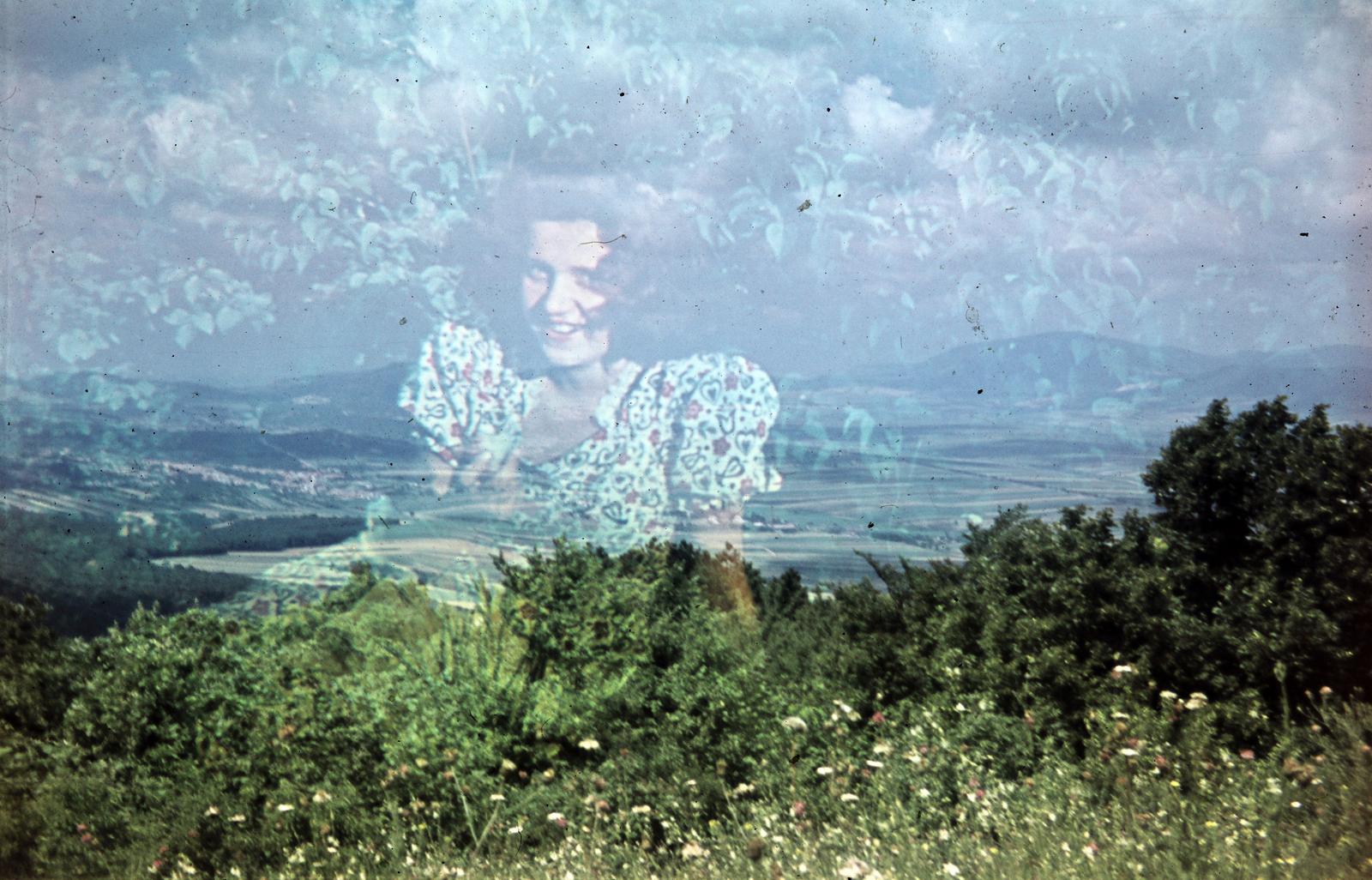 1957, Donát Bálint, színes, tükörkép, látkép, kettős expozíció, nő, Fortepan #295279