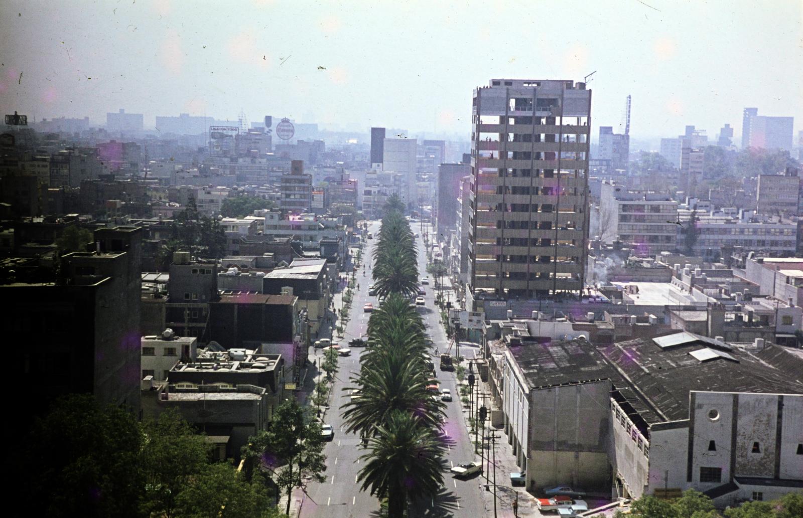 Mexikó, Mexikóváros, a Calle Florencia a Függetlenségi emlékmű (Ángel de la Independencia) kilátóteraszáról nézve., 1972, Donát Bálint, Fortepan #295291