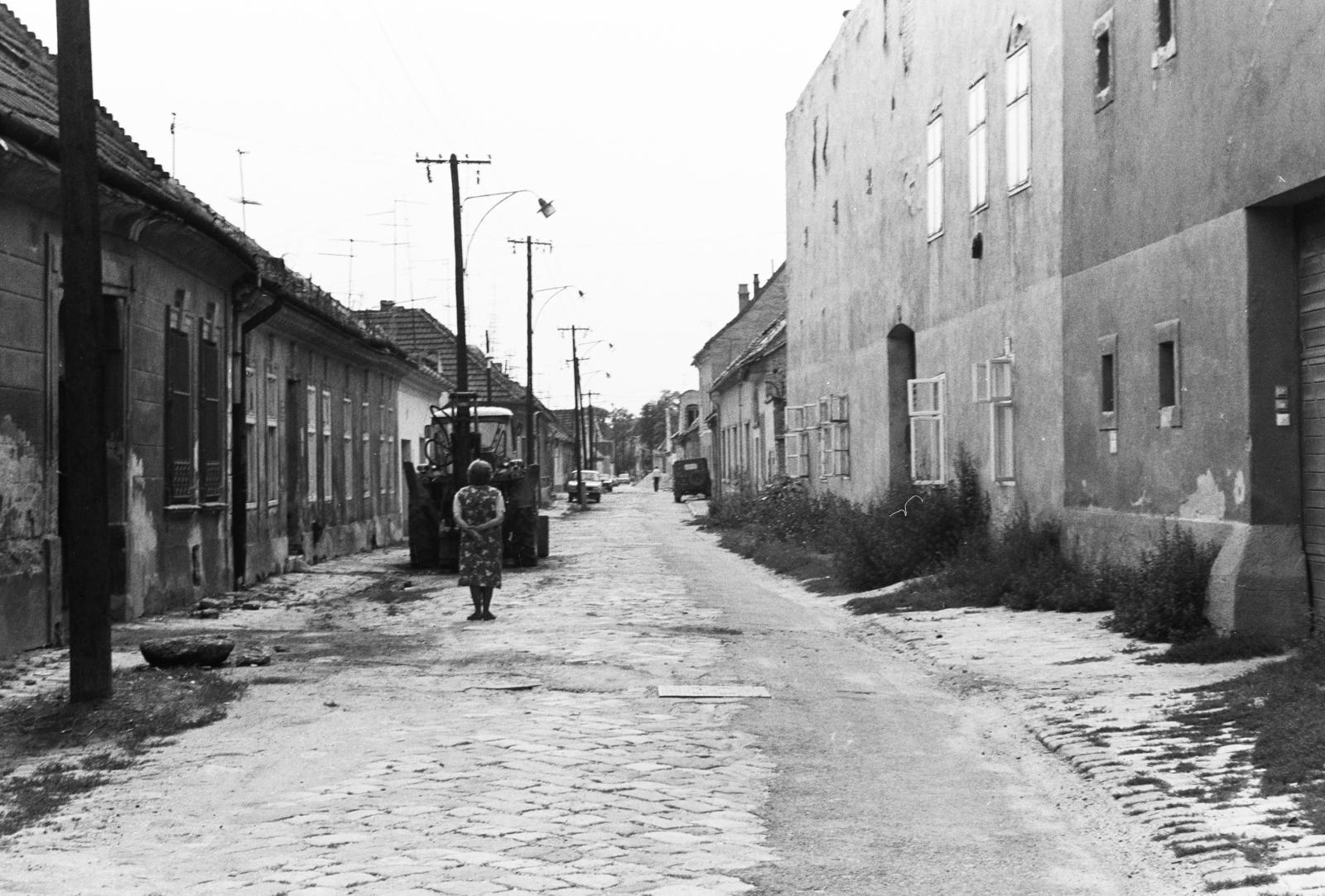 Hungary, Győr, Bálint Mihály utca a Petőfi tér felől. Balra a 17-es, jobbra a 8-as számú ház., 1984, Fortepan/Album092, Fortepan #295359