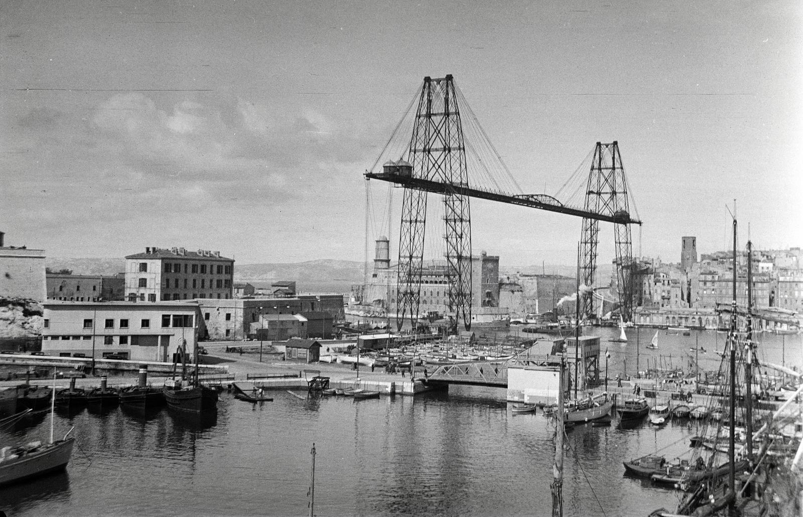 France, Marseille, régi kikötő (Vieux-Port de Marseille)., 1934, Karsai Kata, crane, Fortepan #295504
