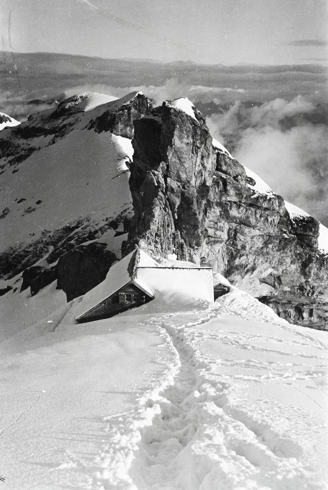 1934, Karsai Kata, hegycsúcs, havas táj, Fortepan #295566