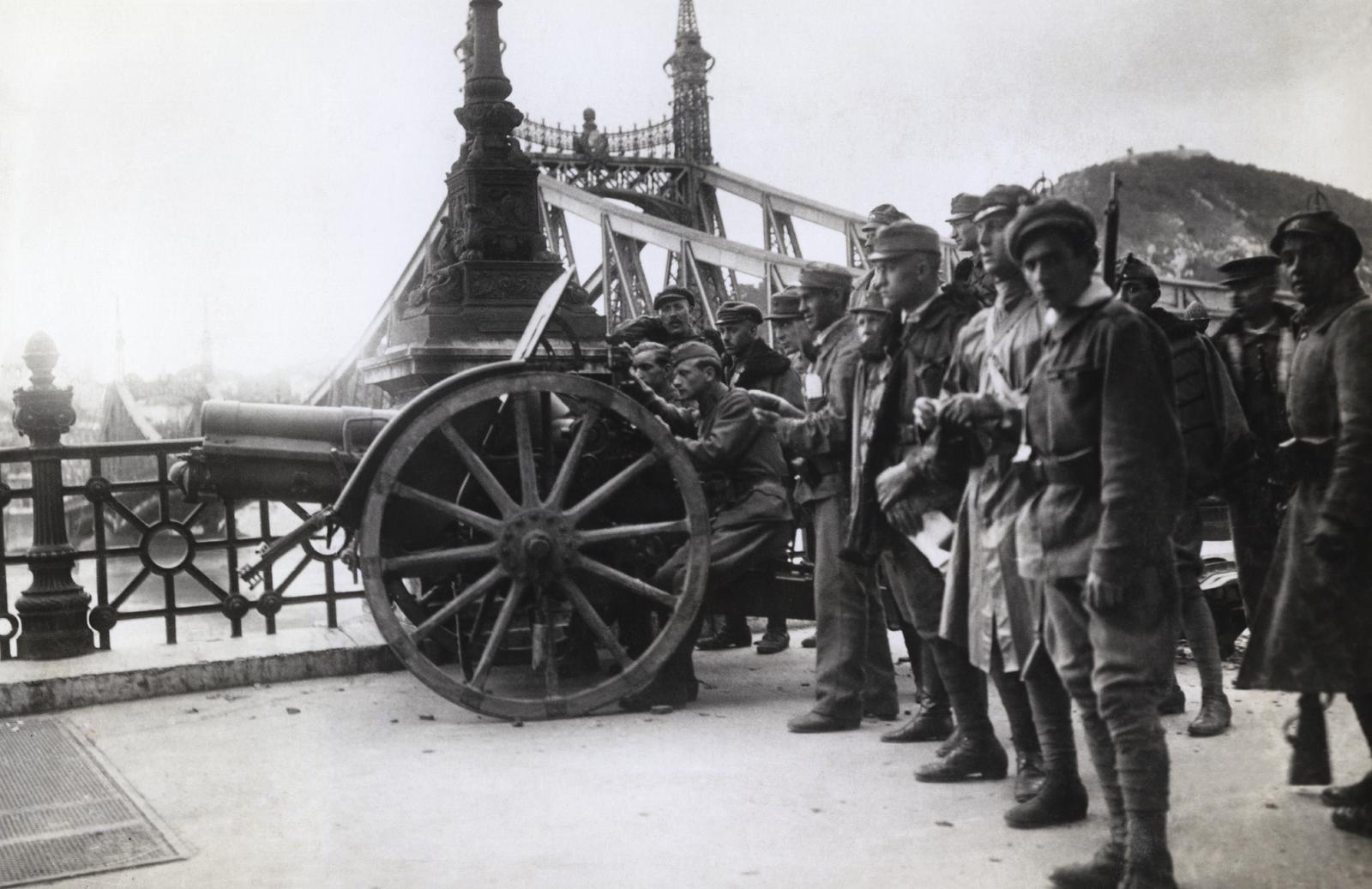 1919, Kieselbach Galéria, cannon, Danube's shore, Fortepan #295988
