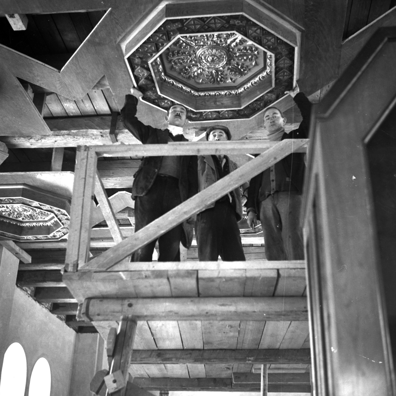 Magyarország, Alag,Dunakeszi, Szent Imre-templom., 1938, Kölcsey Ferenc Dunakeszi Városi Könyvtár / Petanovits fényképek, építkezés, állvány, Fortepan #29642