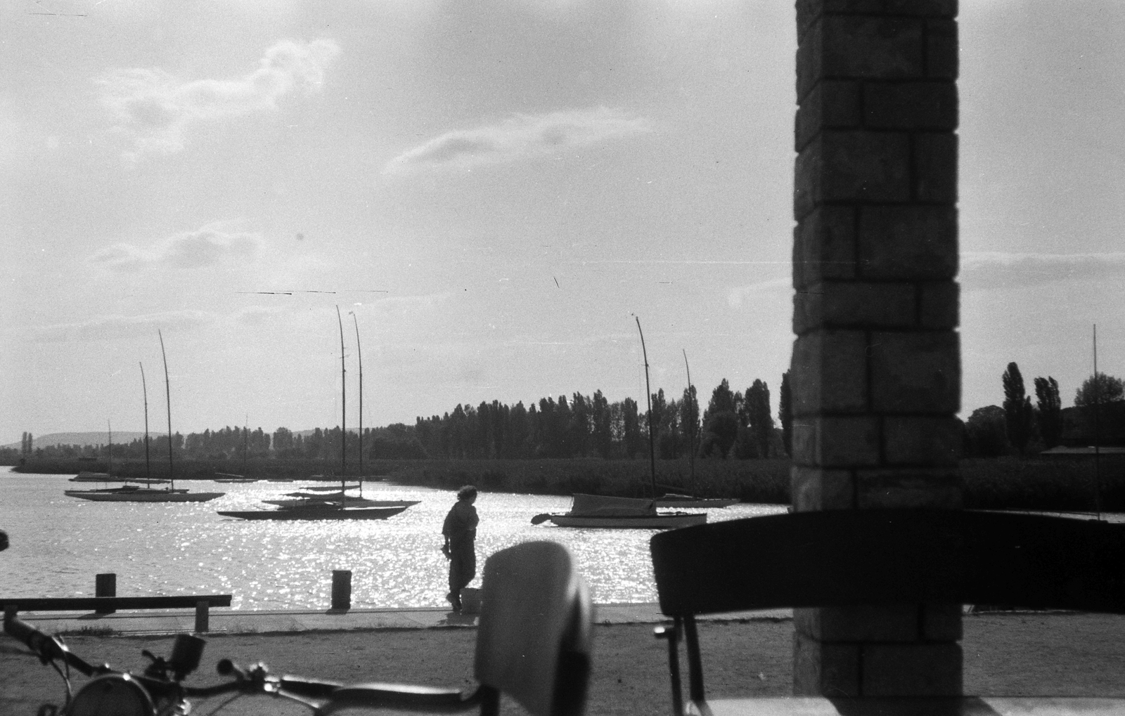 Hungary, Balatonfüred, hajóállomás., 1959, Németh Tamás, sailboat, Fortepan #29909