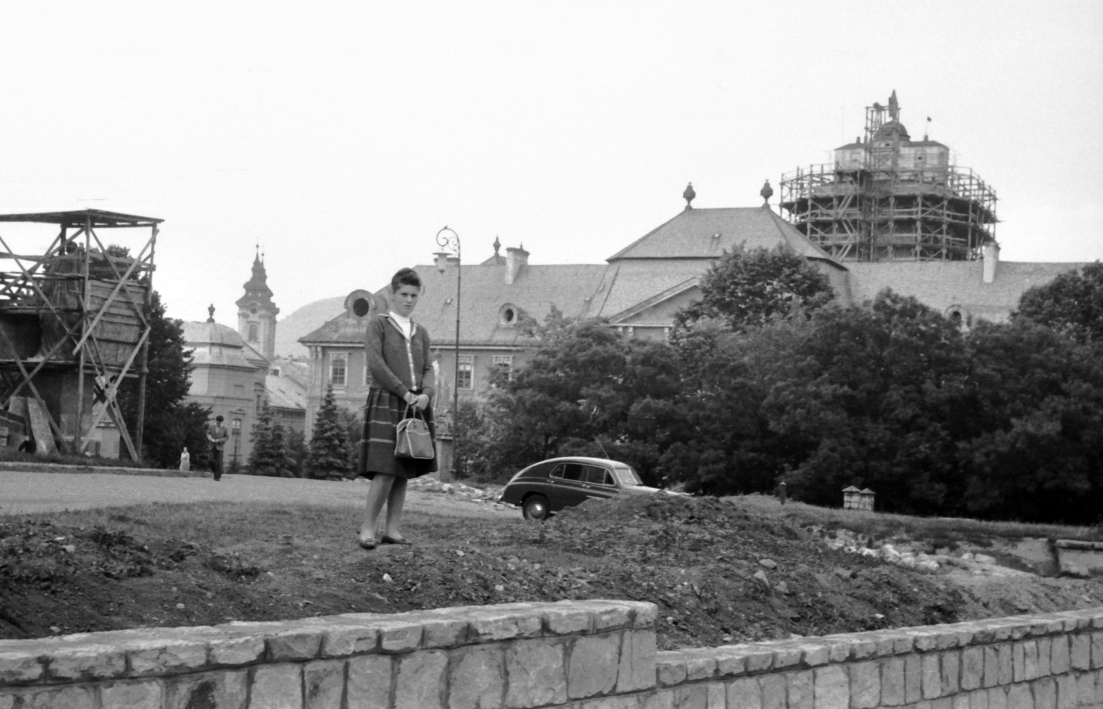 Hungary, Eger, Eszterházy (Szabadság) tér, jobbra a Líceum., 1963, Fortepan, portrait, construction, Baroque-style, Josef Ignaz Gerl-design, Jakab Fellner-design, József Grossmann-design, Fortepan #29933