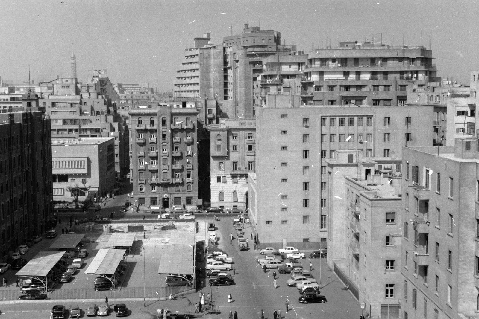 1961, Inkey Tibor, car park, square, modern architecture, Fortepan #300306
